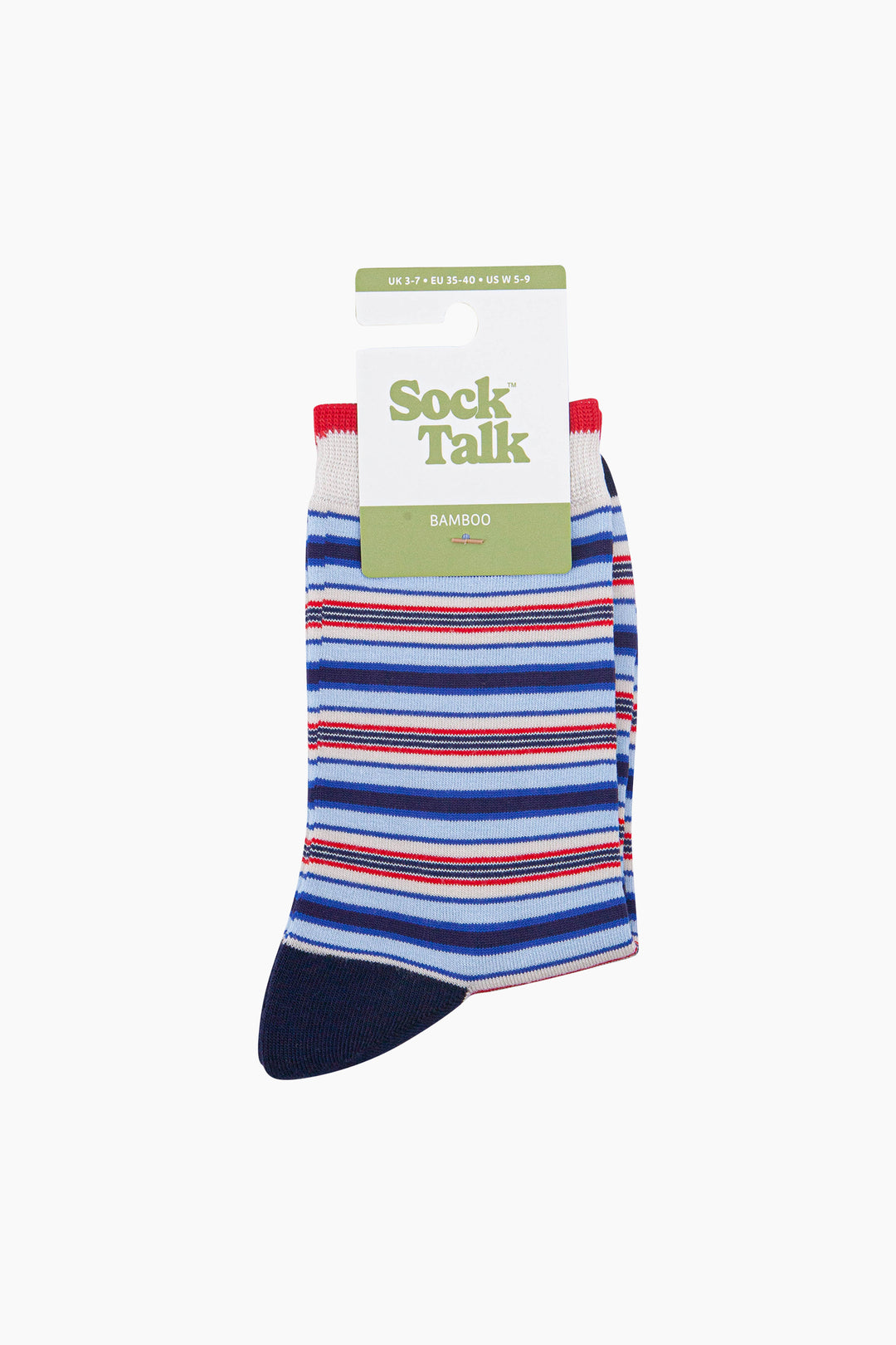 Stripey-Women's-Bamboo-Socks-in-Cream/Blue-In-Packaging