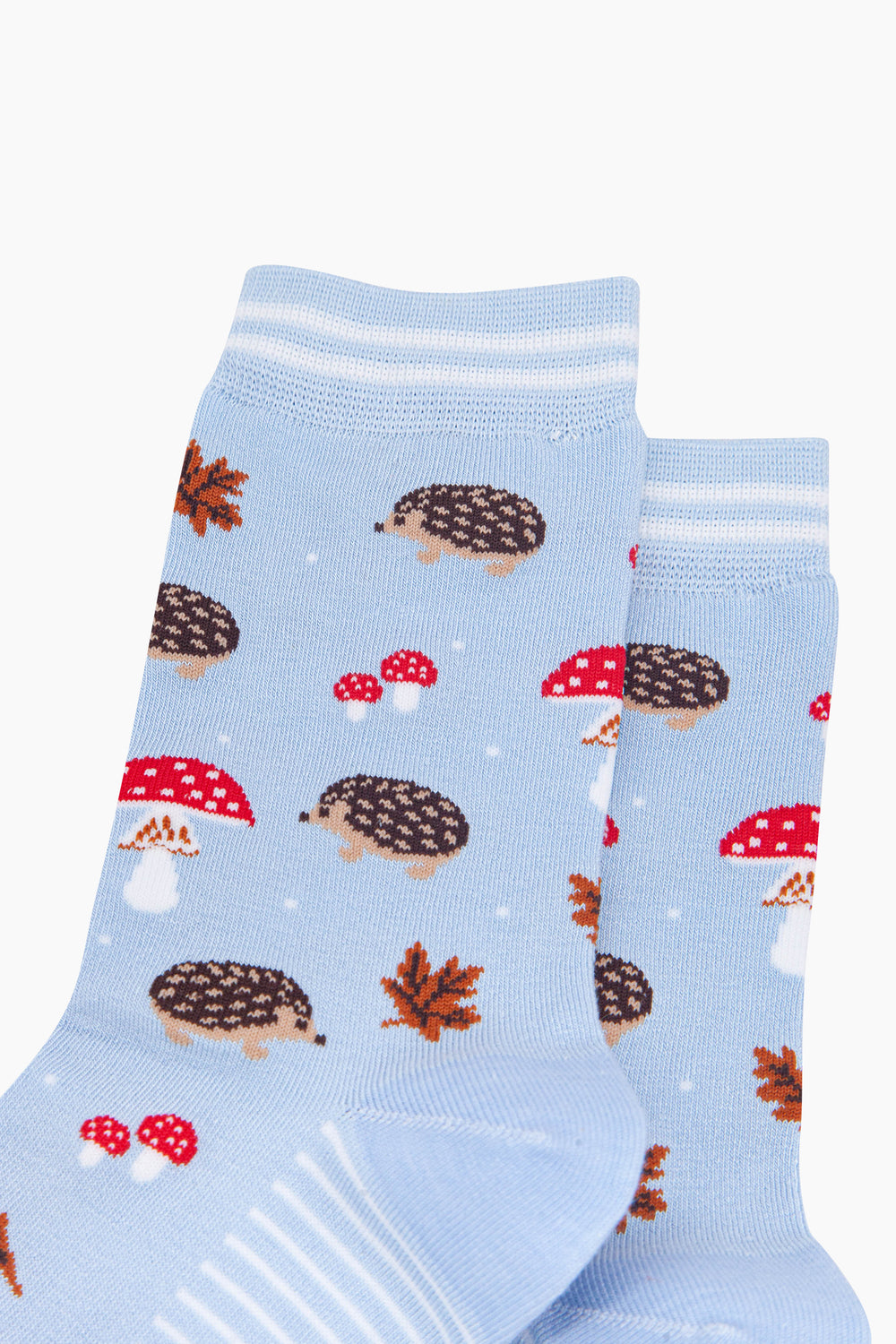 Hedgehog-Women's-Bamboo-Socks-in-Icy-Blue-Close-Up