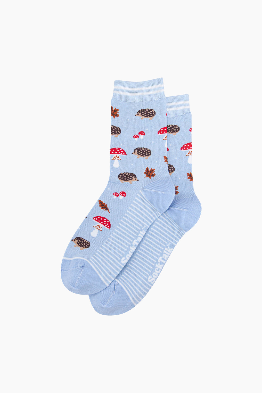 Hedgehog-Women's-Bamboo-Socks-in-Icy-Blue-Laid-Flat