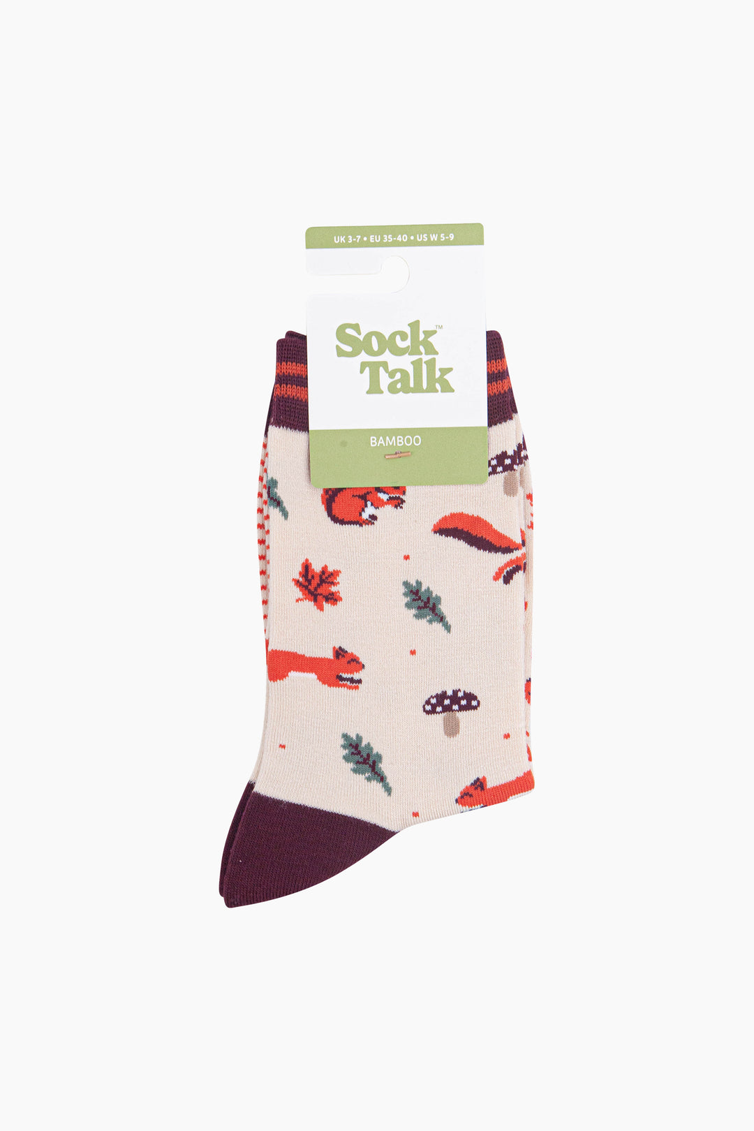 Squirrel-Women's-Bamboo-Socks-in-Cream-In-Packaging