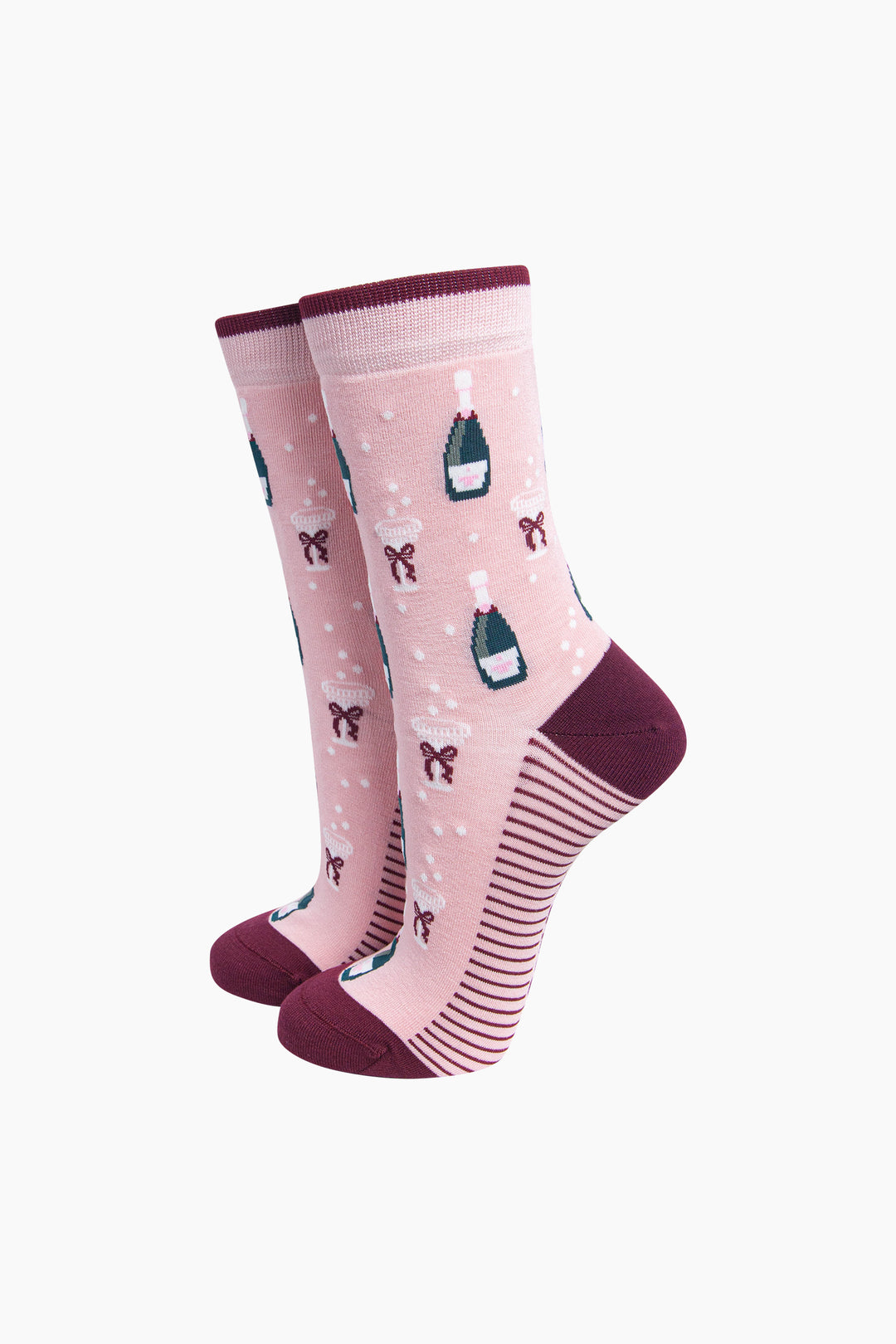 Champagne-Women's-Bamboo-Socks-in-Soft-Pink-On-Mannequin