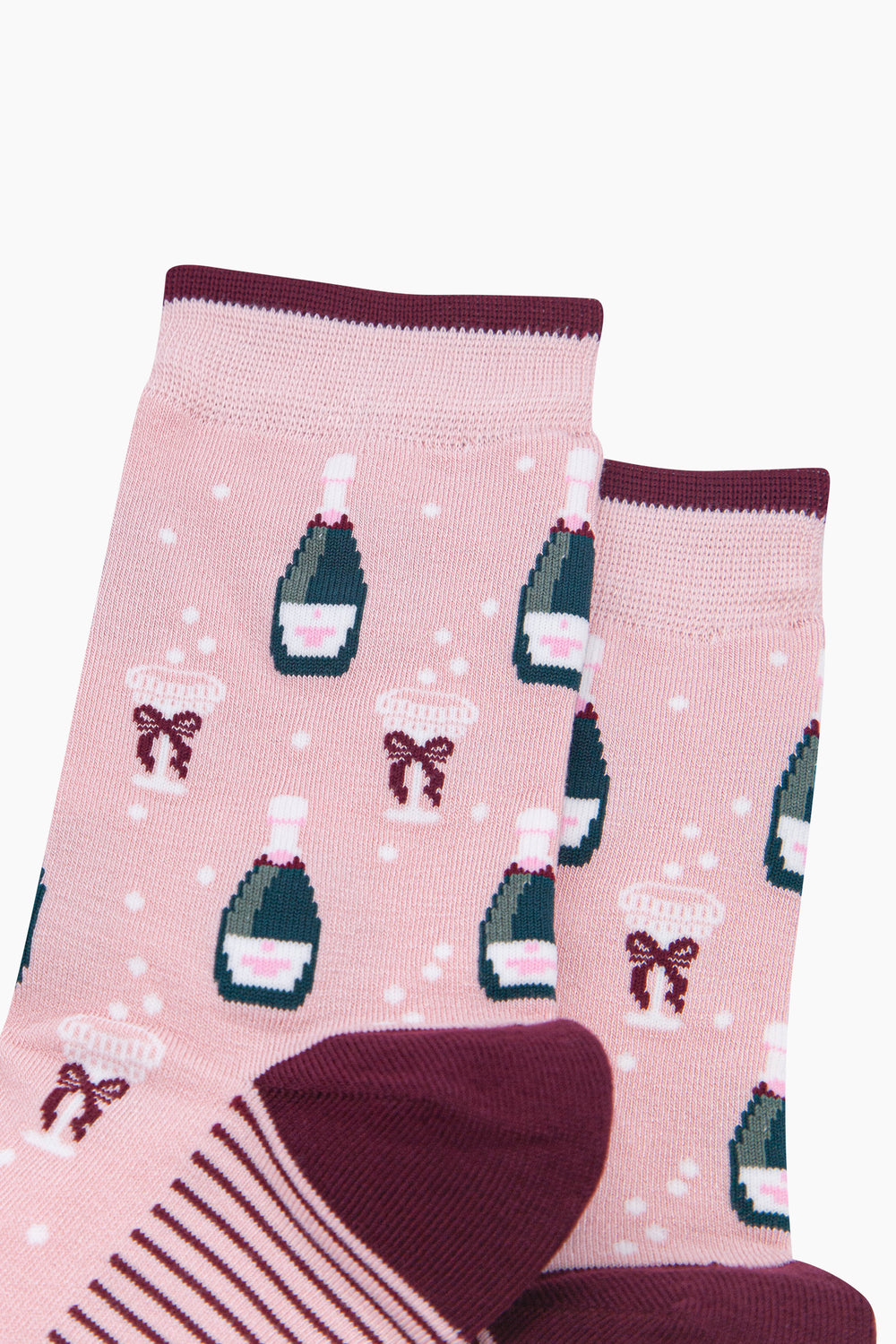 Champagne-Women's-Bamboo-Socks-in-Soft-Pink-Close-Up