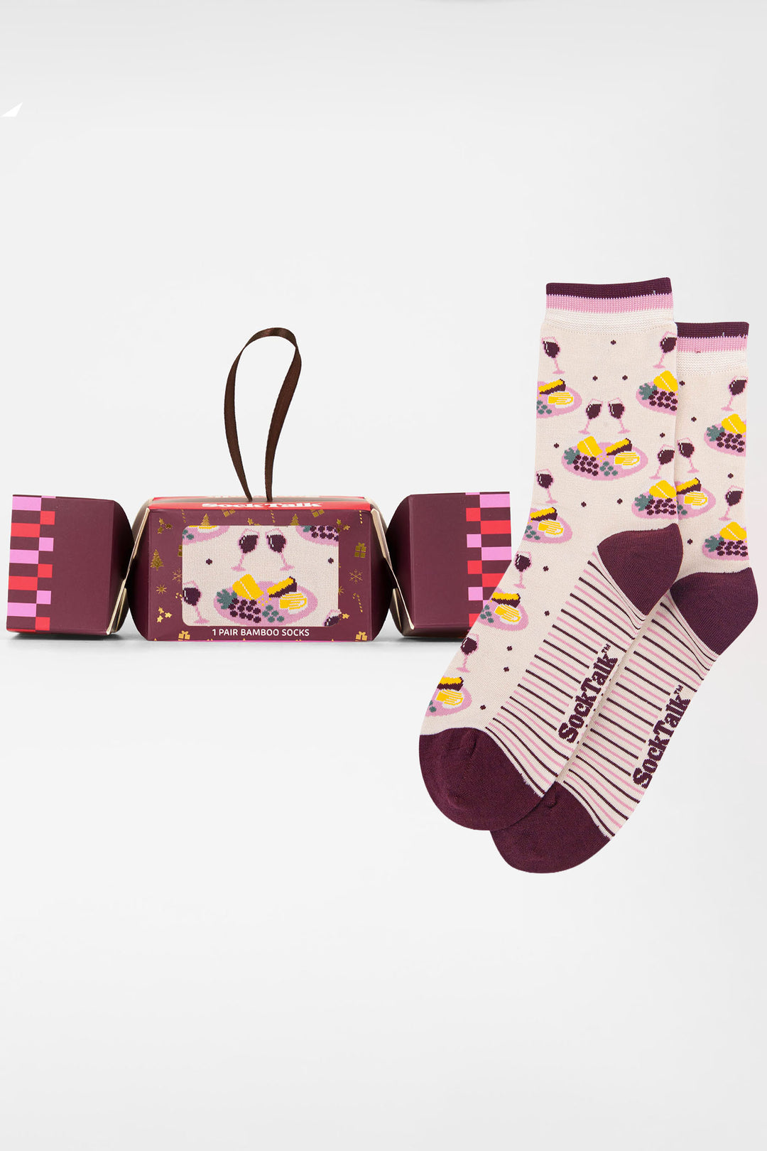 Cheese-&-Wine-Charcuterie-Board-Bamboo-Crew-Socks-Christmas-Cracker-Gift-Box-in-Cream