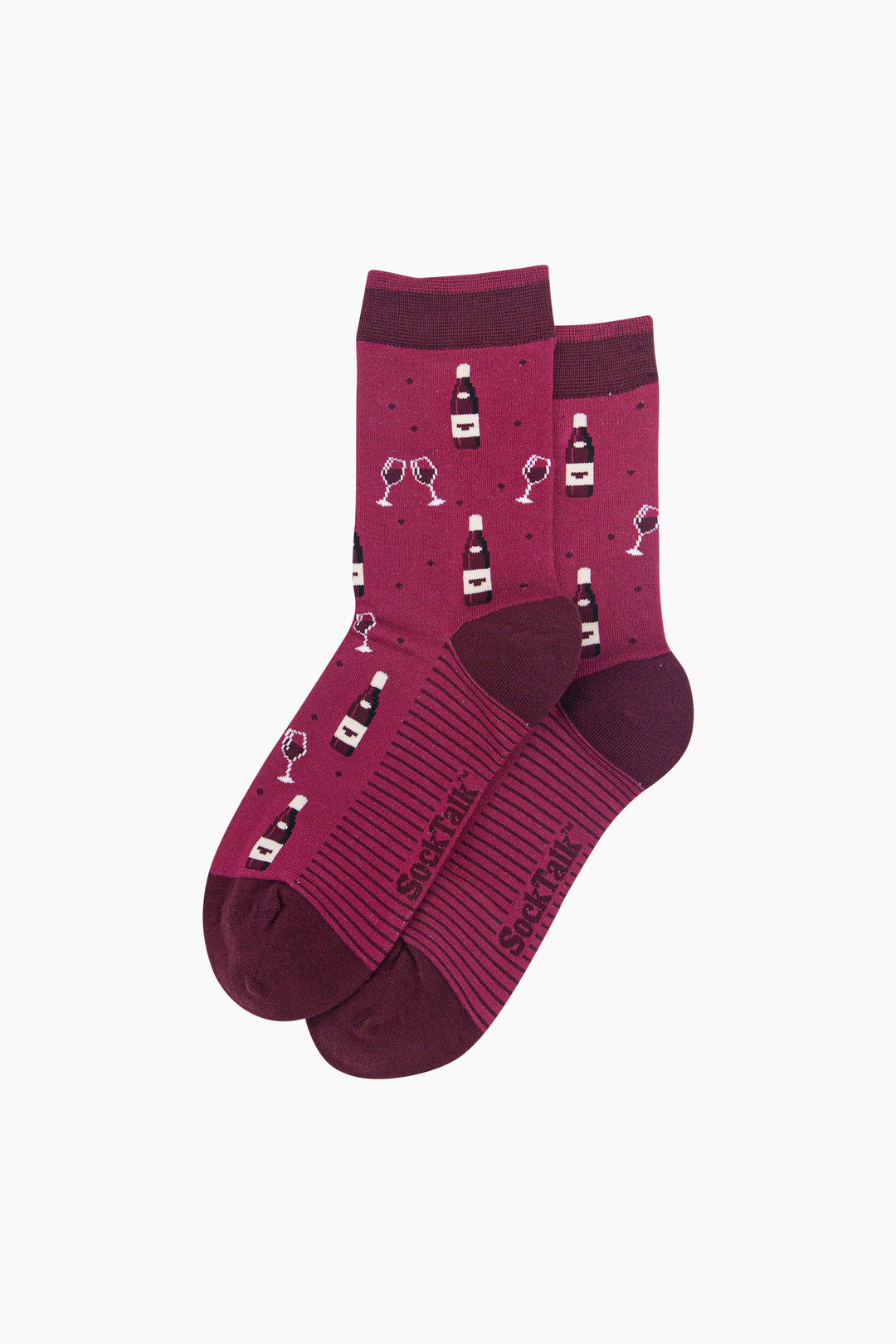 Red-Wine-Women's-Bamboo-Socks-in-Burgundy-Laid-Flat