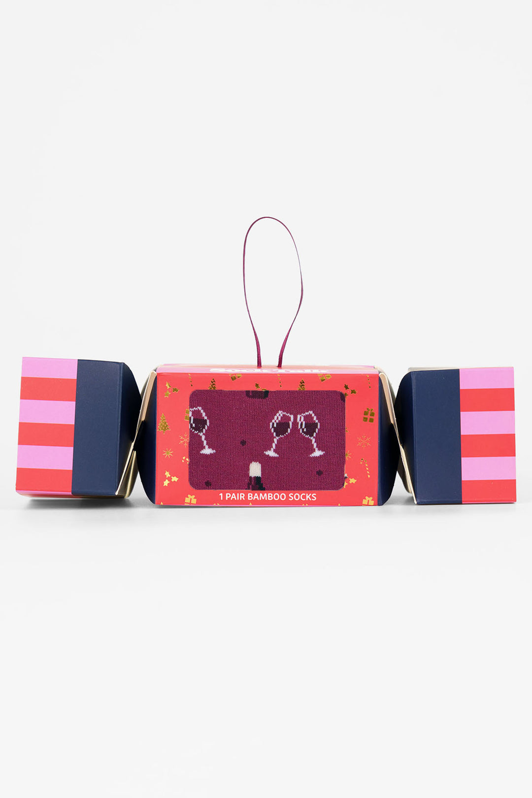 Red-Wine-Bamboo-Crew-Socks-Chirstmas-Cracker-Gift-Box-in-Berry