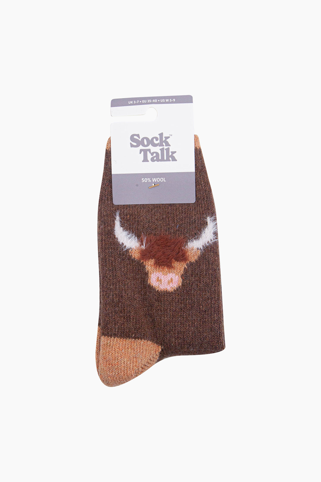 Highland-Cow-Wool-Fluffy-Element-Socks-in-Brown-In-Packaging