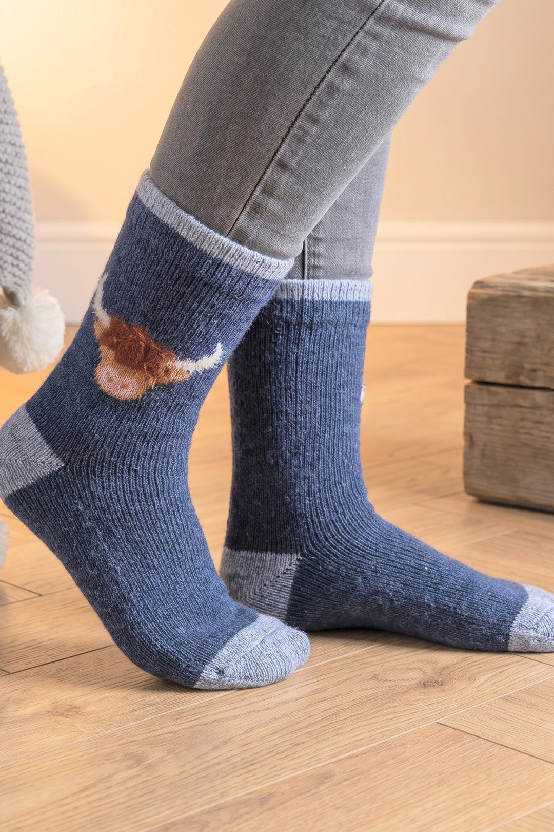 Highland-Cow-Wool-Fluffy-Element-Socks-in-Blue