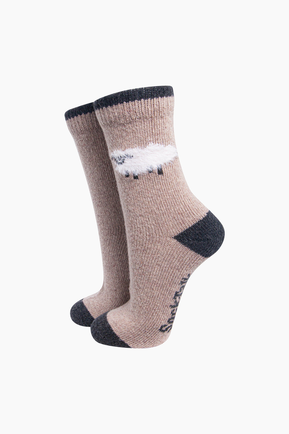 Sheep-Wool-Fluffy-Element-Socks-in-Beige-On-Mannequin