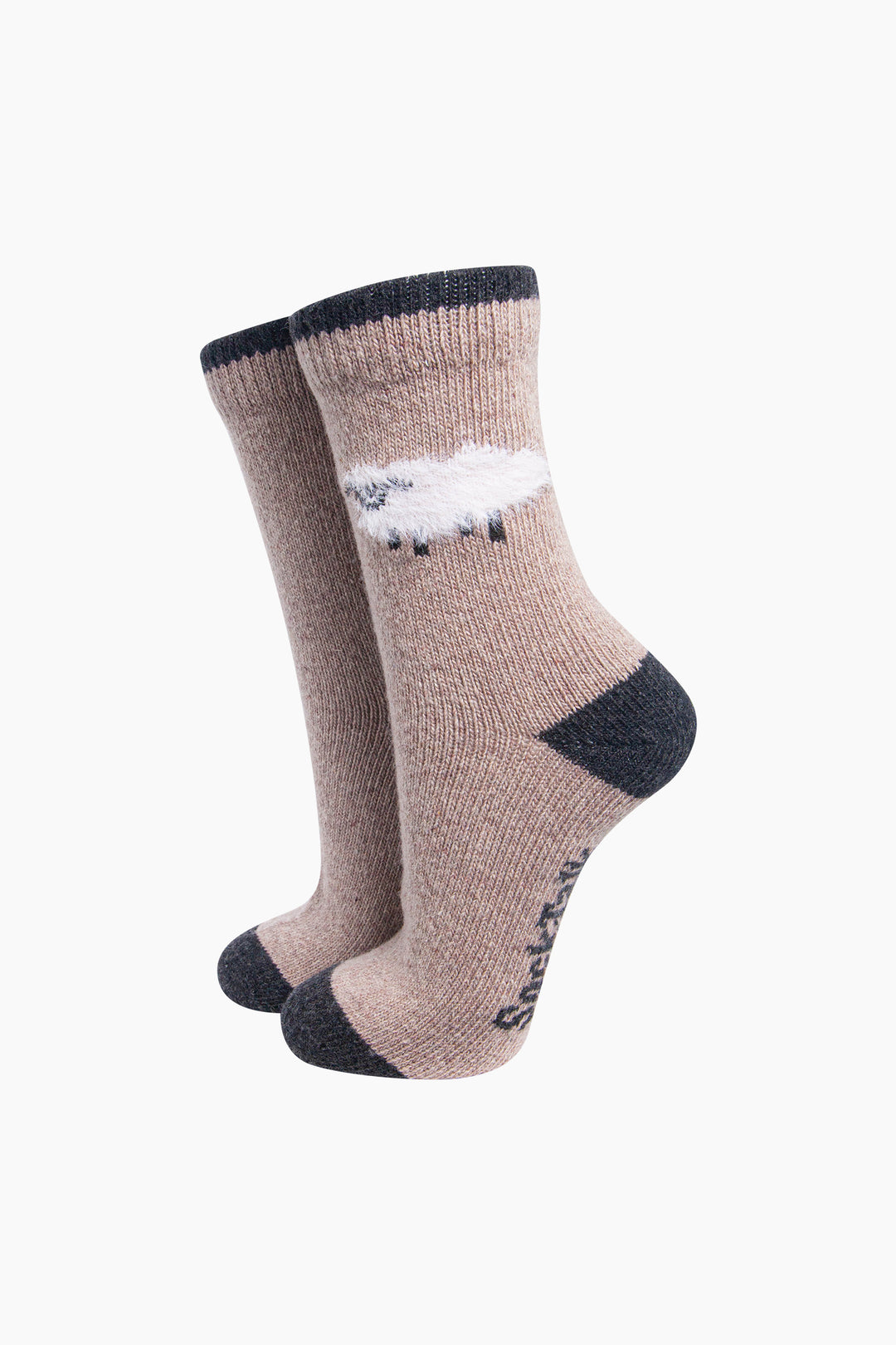 Sheep-Wool-Fluffy-Element-Socks-in-Beige-On-Mannequin
