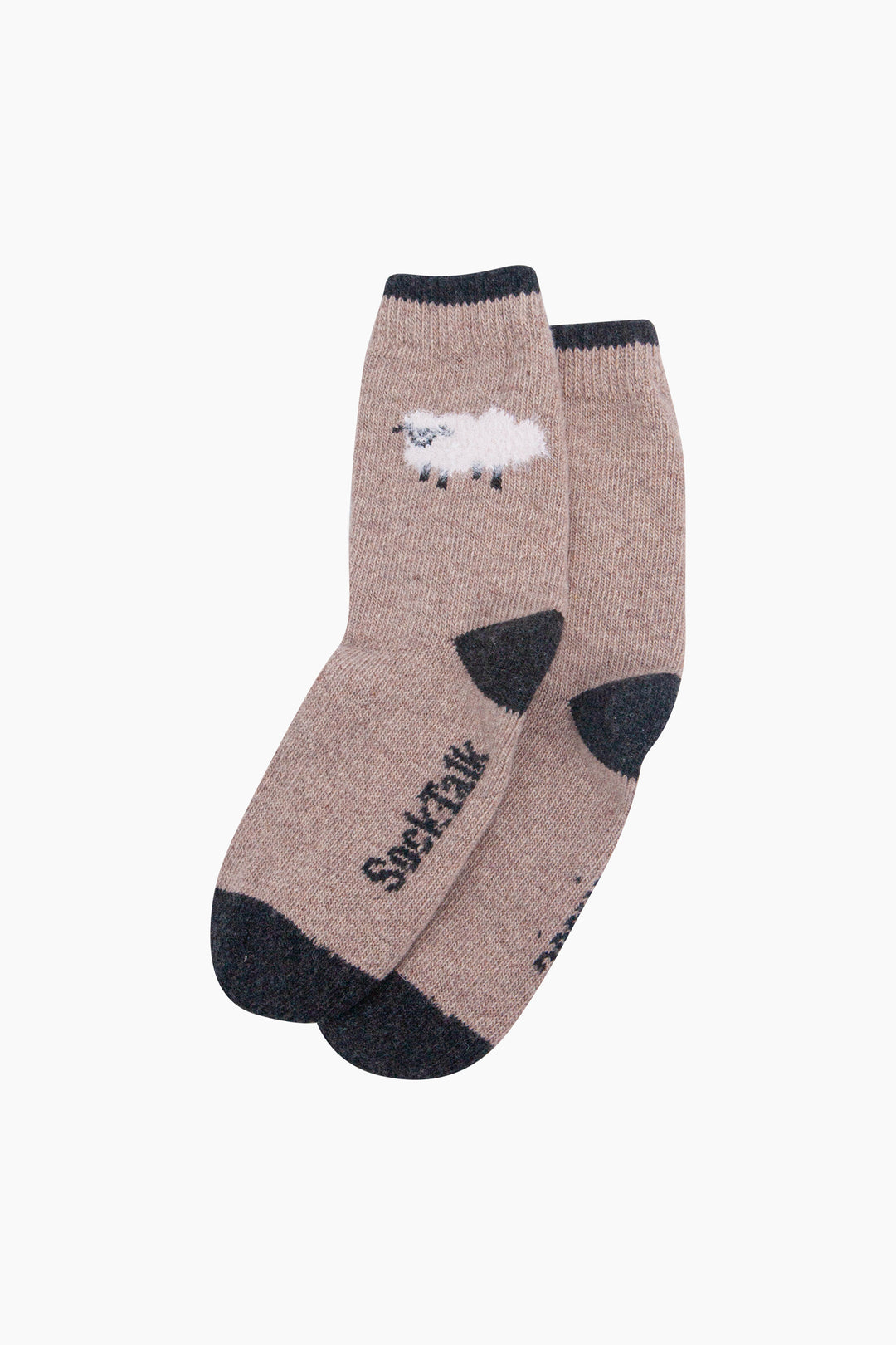 Sheep-Wool-Fluffy-Element-Socks-in-Beige-Laid-Flat