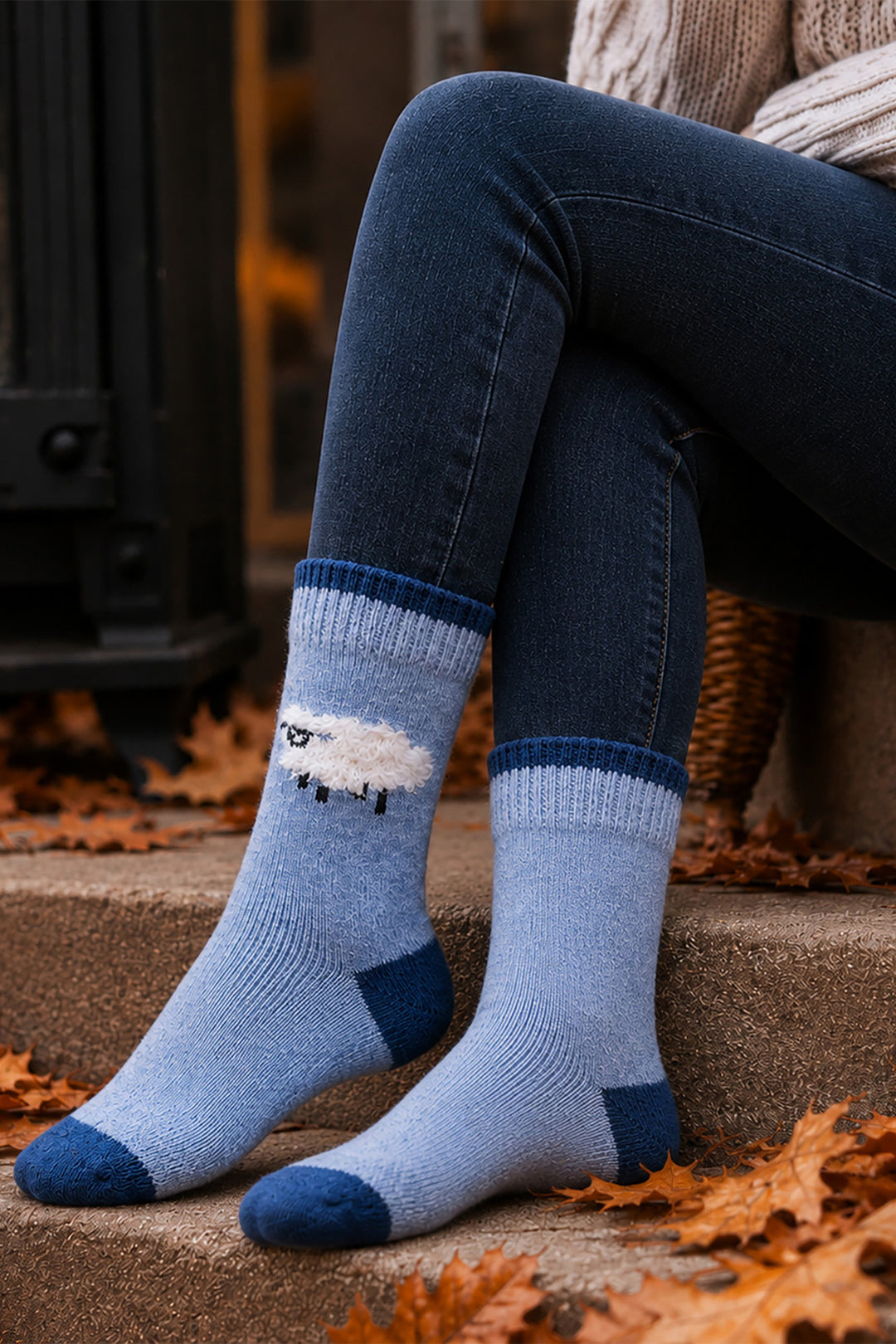 Sheep-Wool-Fluffy-Element-Socks-in-Denim-Blue