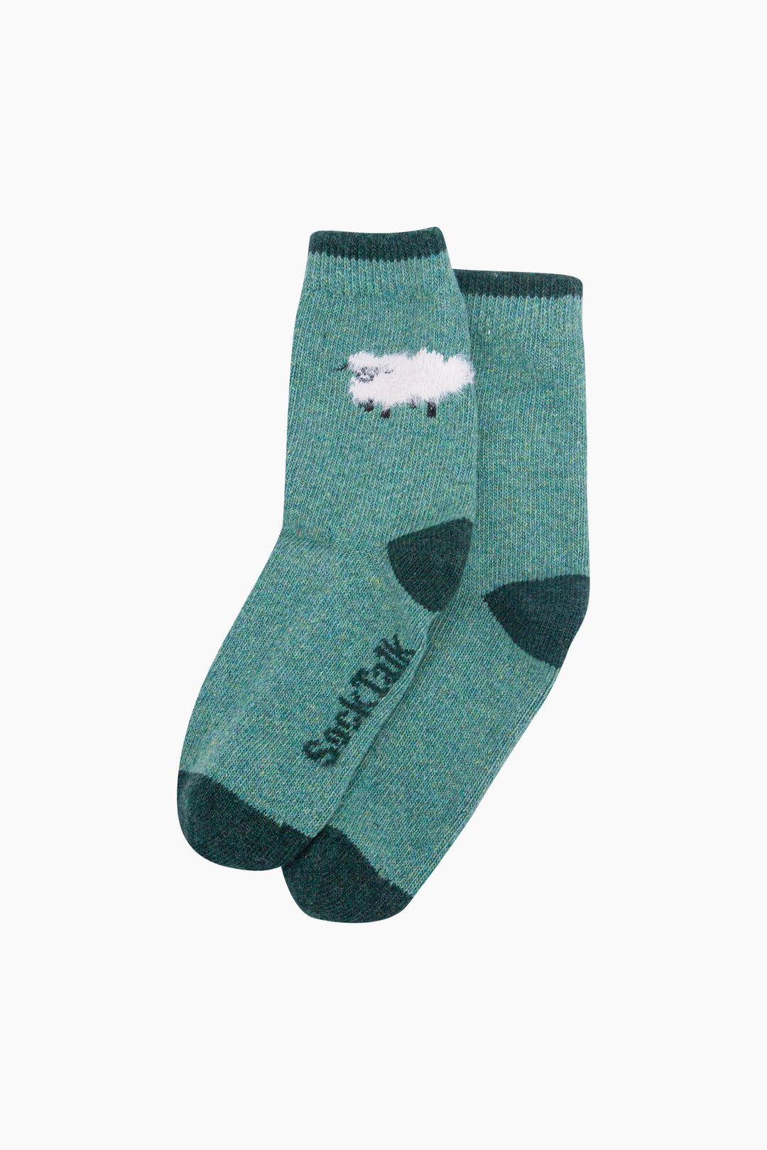 Sheep-Wool-Fluffy-Element-Socks-in-Green-Laid-Flat