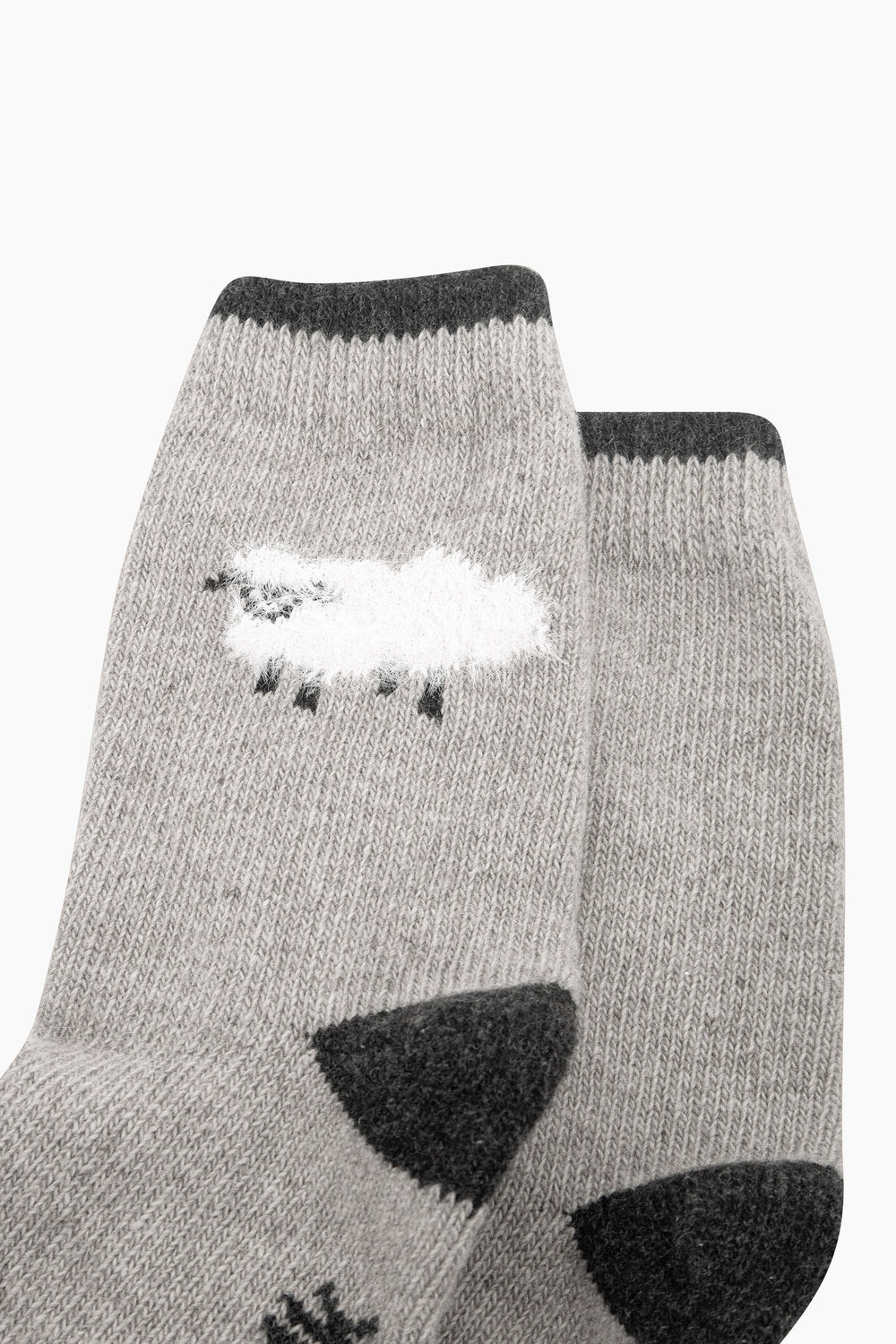Sheep-Wool-Fluffy-Element-Socks-in-Light-Grey-Marl-Close-Up