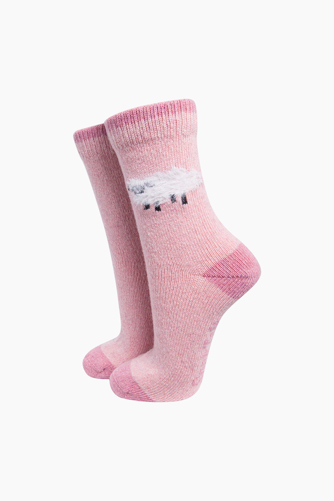 Sheep-Wool-Fluffy-Element-Socks-in-Pink-On-Mannequin