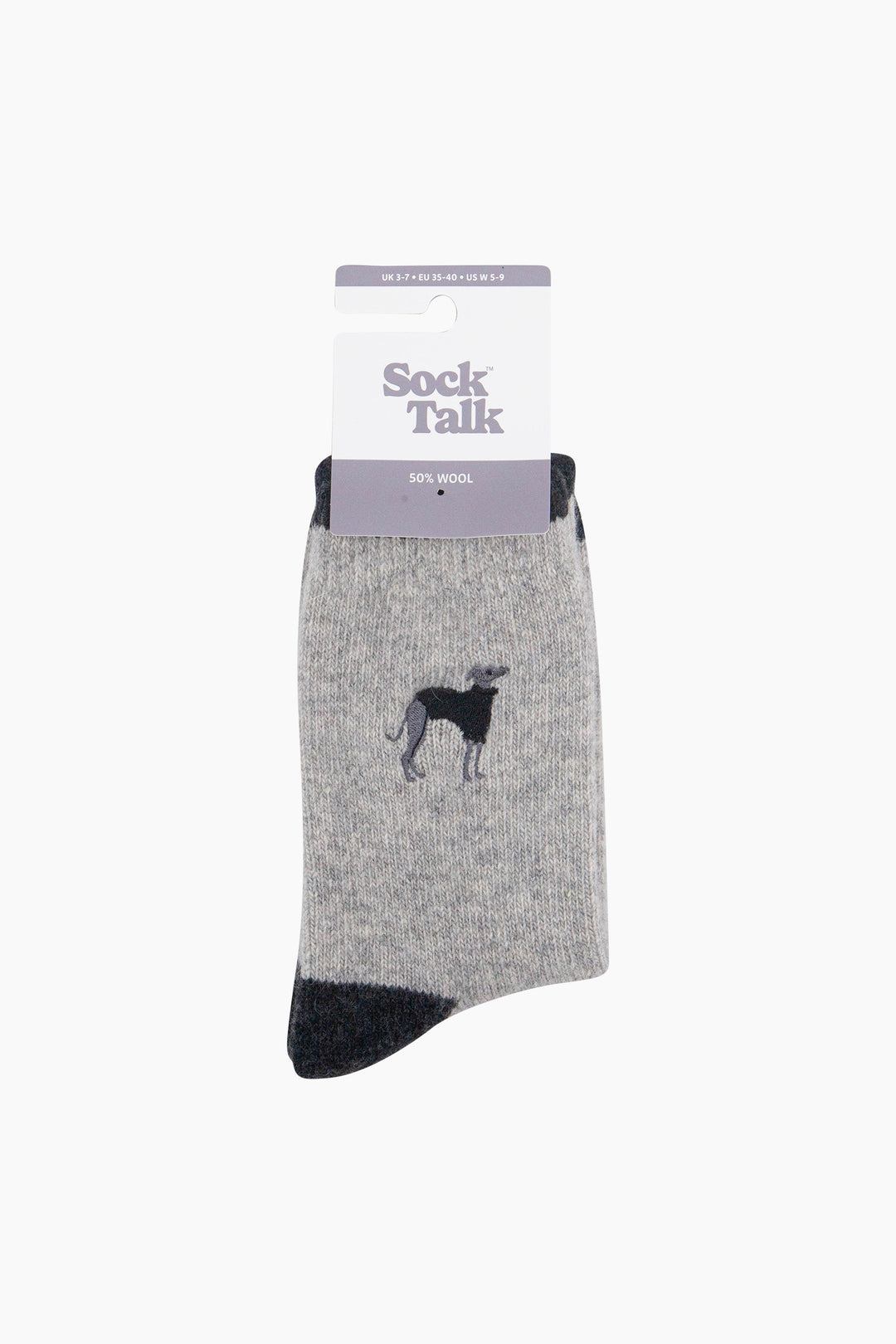 Greyhound-Embroidered-Wool-Socks-in-Grey-Marl-In-Packaging