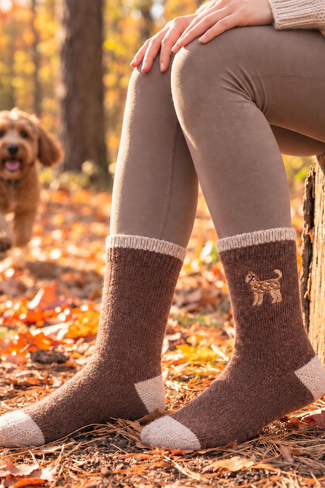 Labradoodle-Embroidered-Wool-Socks-in-Brown