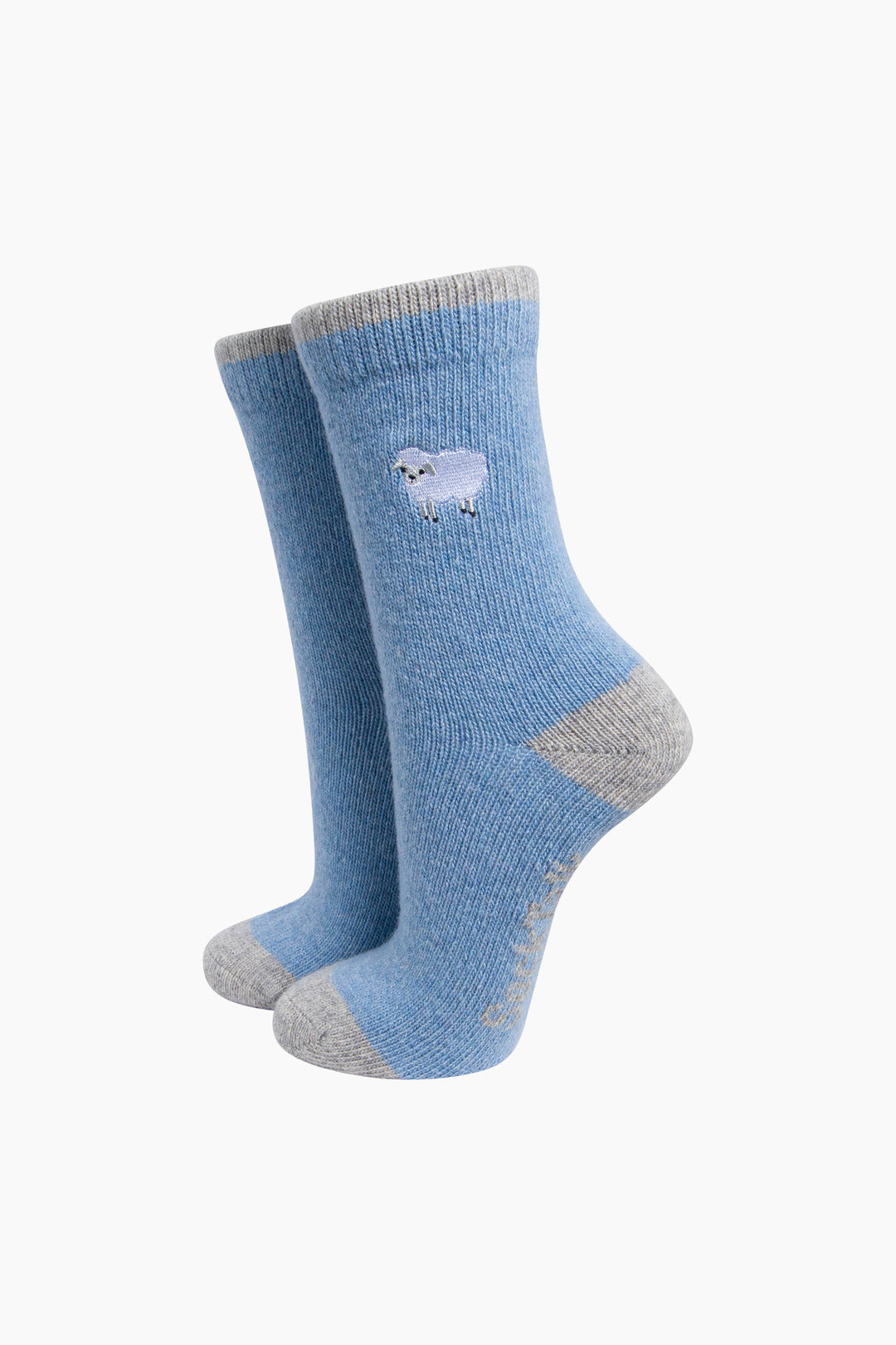 Sheep-Embroidered-Wool-Socks-in-Sky-Blue-On-Mannequin