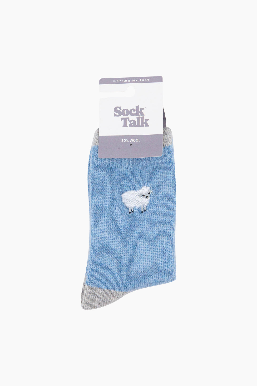 Sheep-Embroidered-Wool-Socks-in-Sky-Blue-In-Packaging