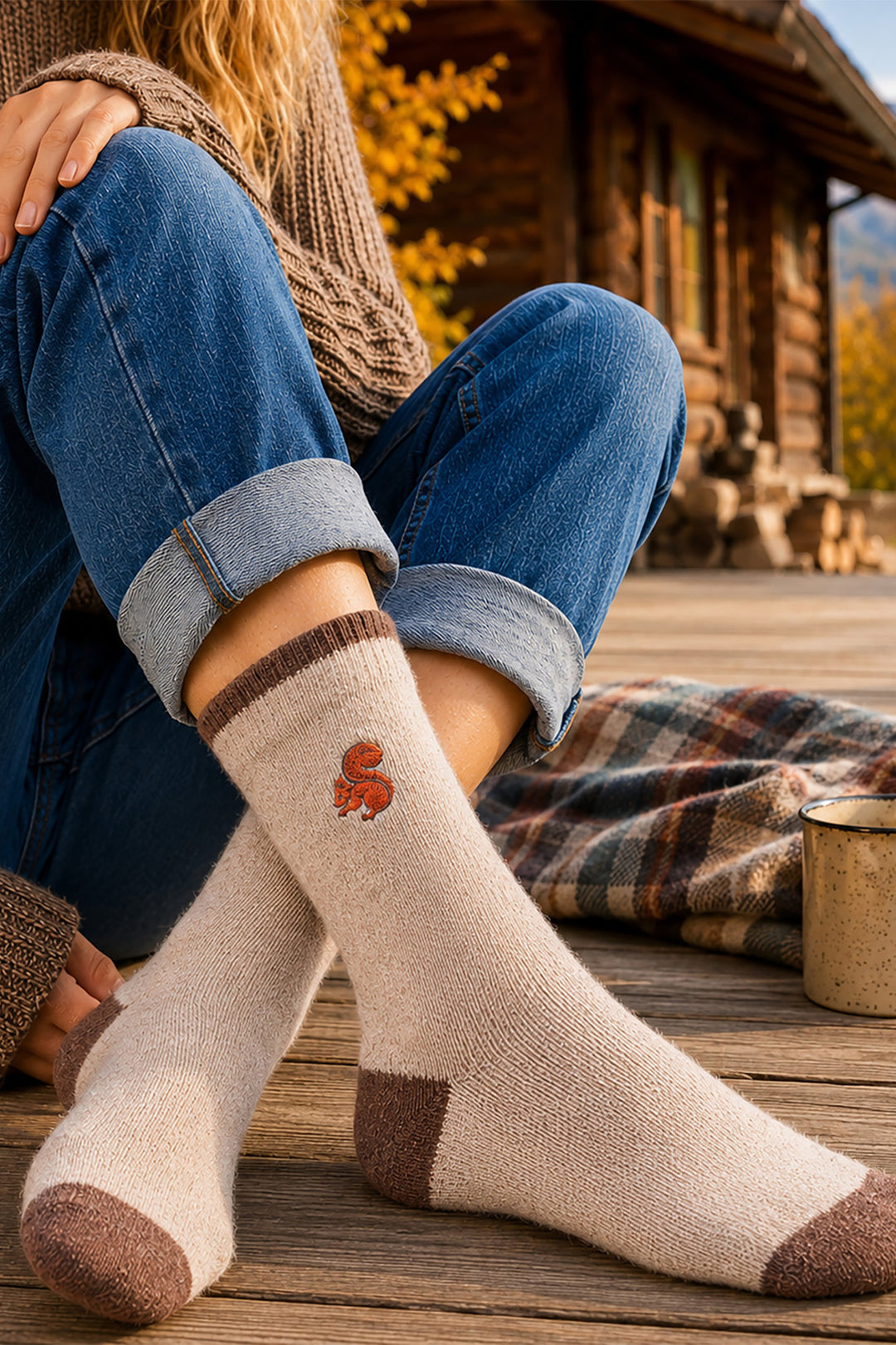 Squirrel-Embroidered-Wool-Socks-in-Oatmeal