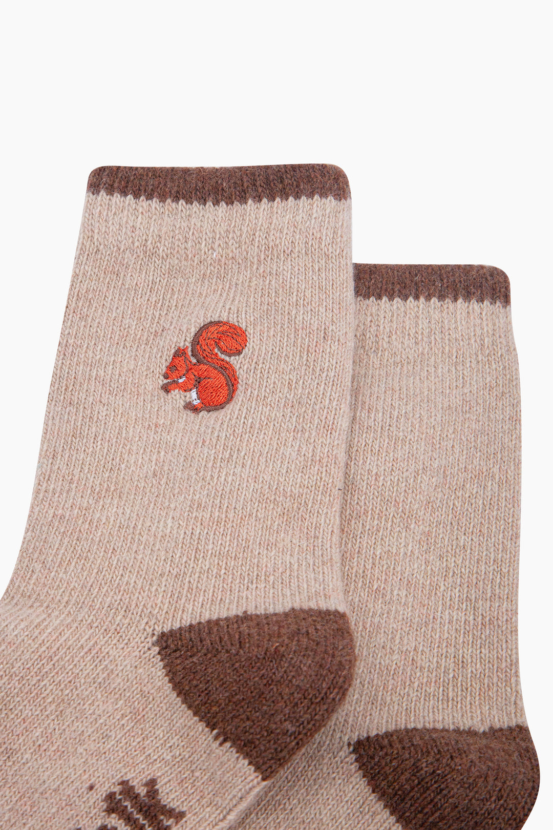 Squirrel-Embroidered-Wool-Socks-in-Oatmeal-Close-Up