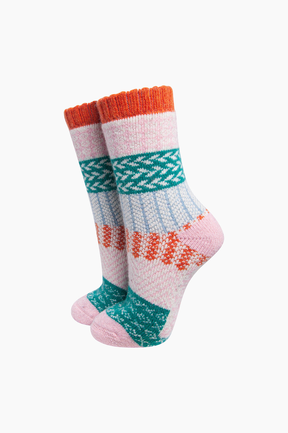 Block-Patterned-Wool-Socks-in-Cream/Multi-On-Mannequin