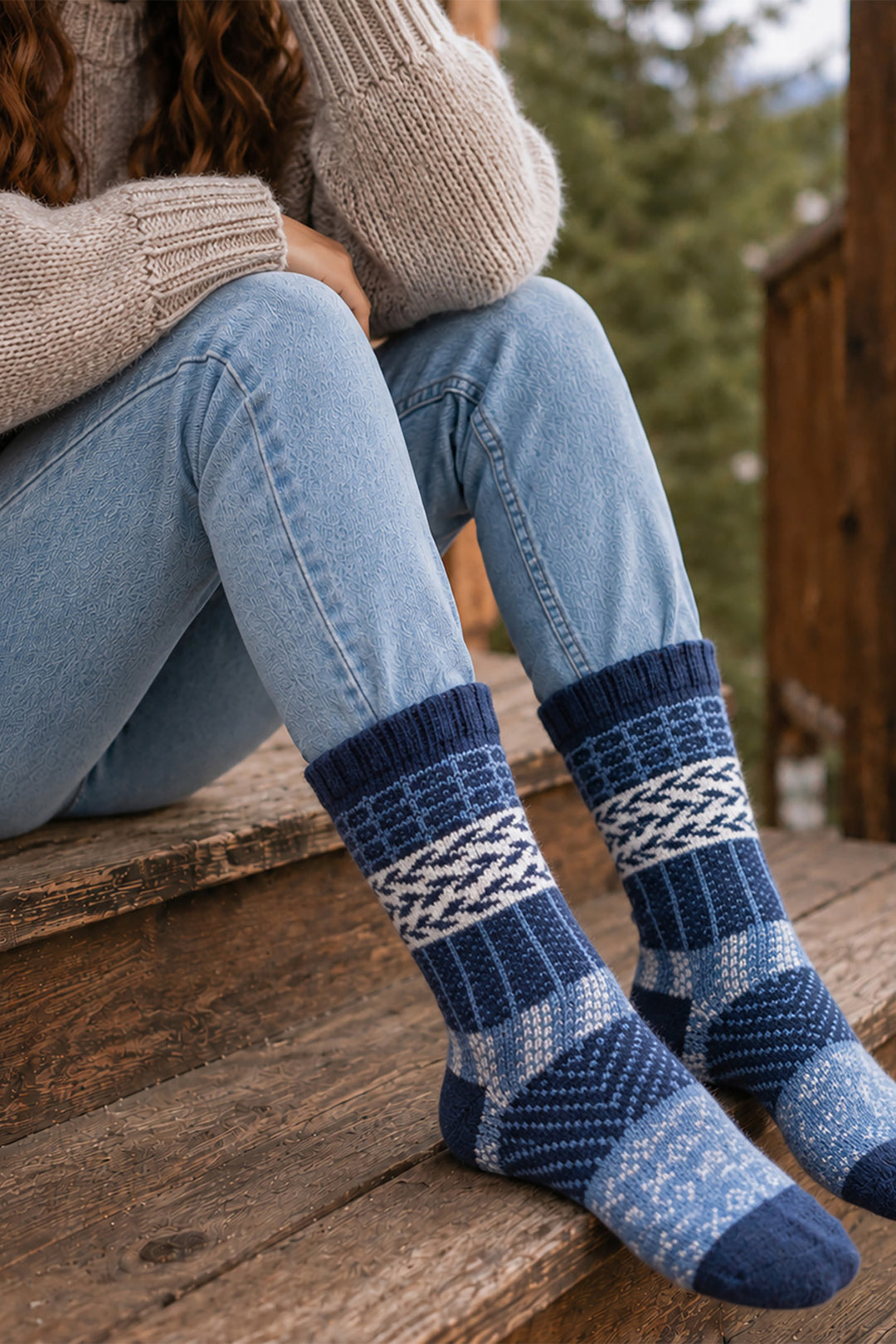 Block-Patterned-Wool-Socks-in-Navy-Blue