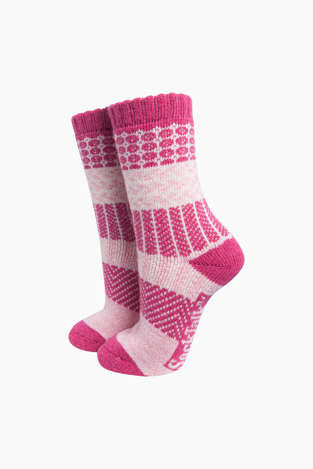 Block-Patterned-Wool-Socks-in-Raspberry-Pink-On-Mannequin