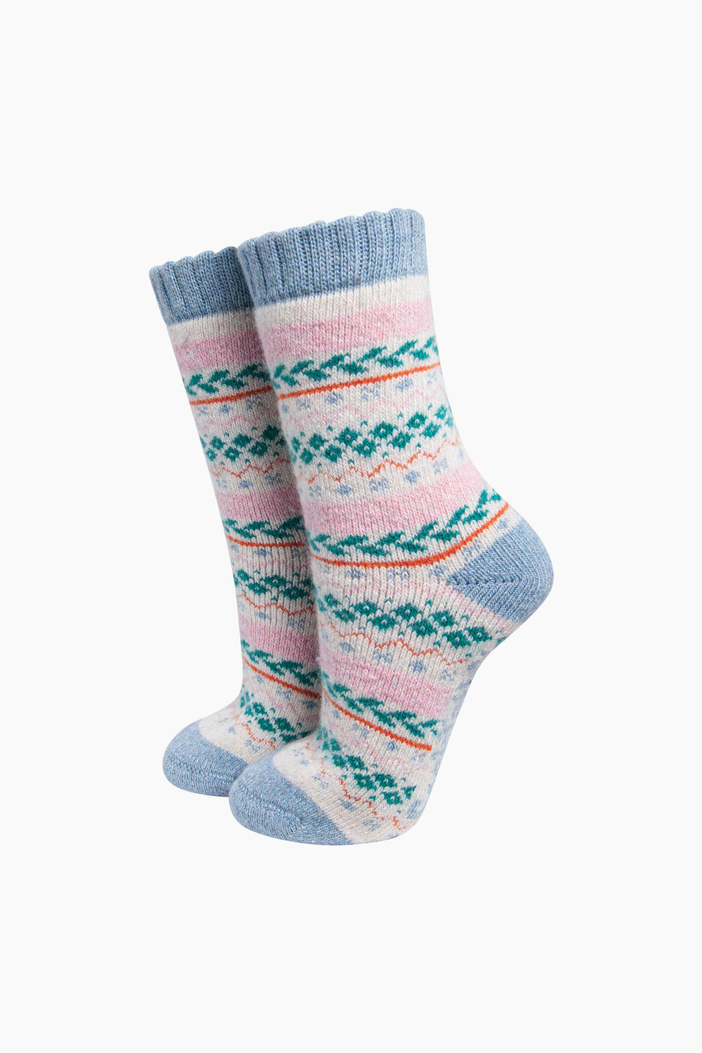 Fair-Isle-Patterned-Wool-Socks-in-Cream/Multi-On-Mannequin