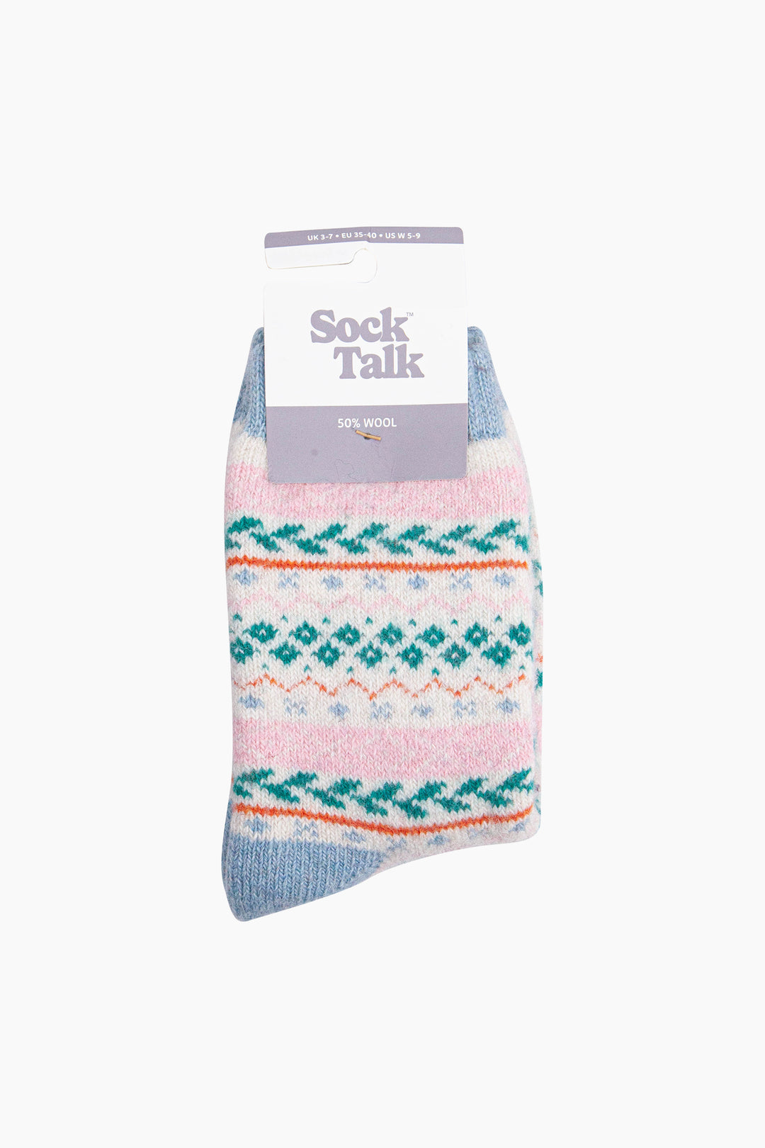 Fair-Isle-Patterned-Wool-Socks-in-Cream/Multi-In-Packaging