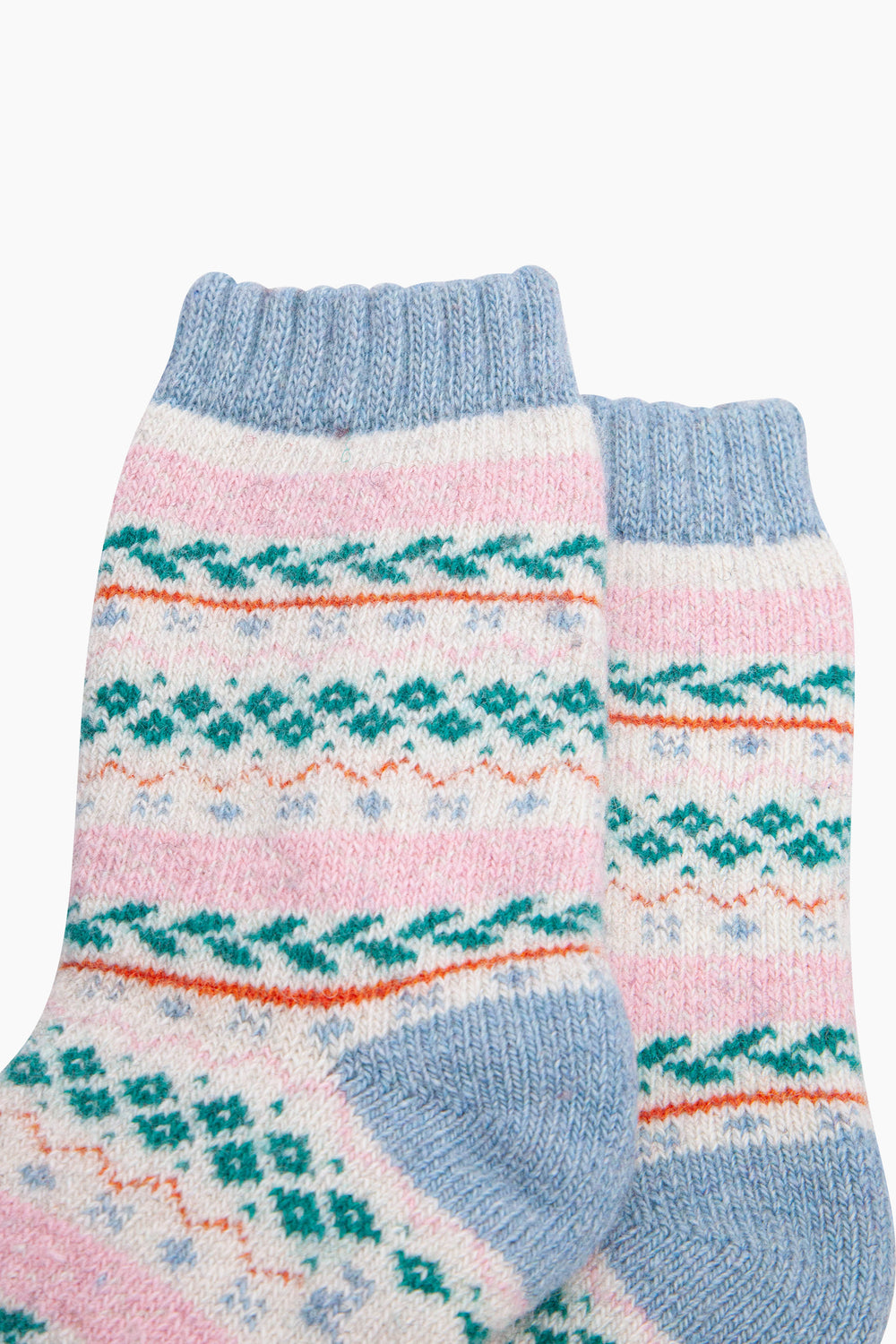Fair-Isle-Patterned-Wool-Socks-in-Cream/Multi-Close-Up