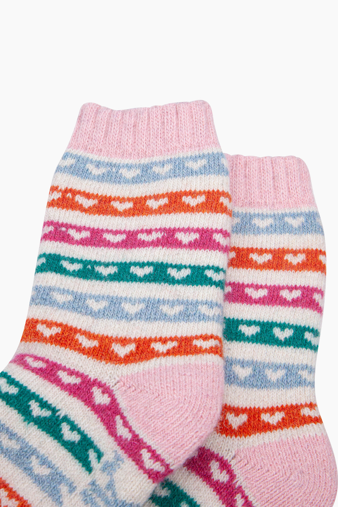Heart-Stripe-Patterned-Wool-Socks-in-Cream/Multi-Close-Up