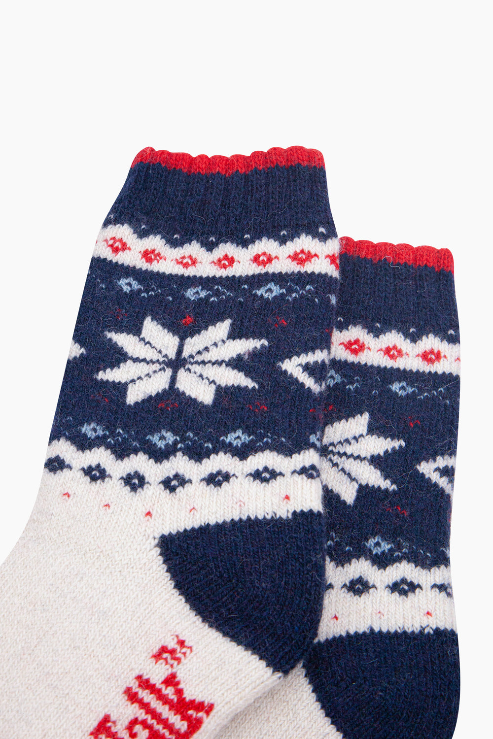 Nordic-Snowflake-Patterned-Wool-Socks-in-Cream/Navy-Blue-Close-Up