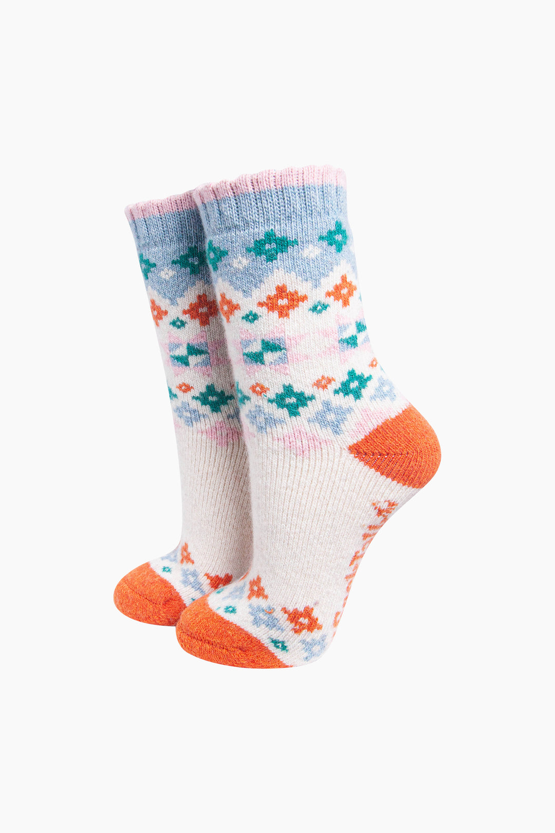 Star-Patterned-Wool-Socks-in-Cream/Multi-On-Mannequin
