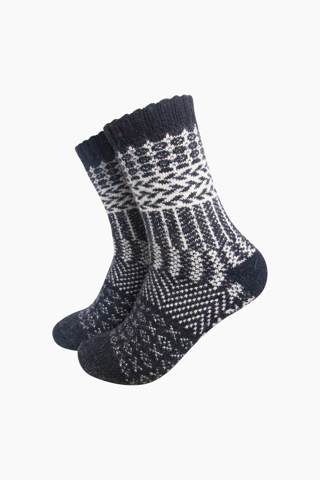 Block-Patterned-Wool-Socks-in-Black-On-Mannequin