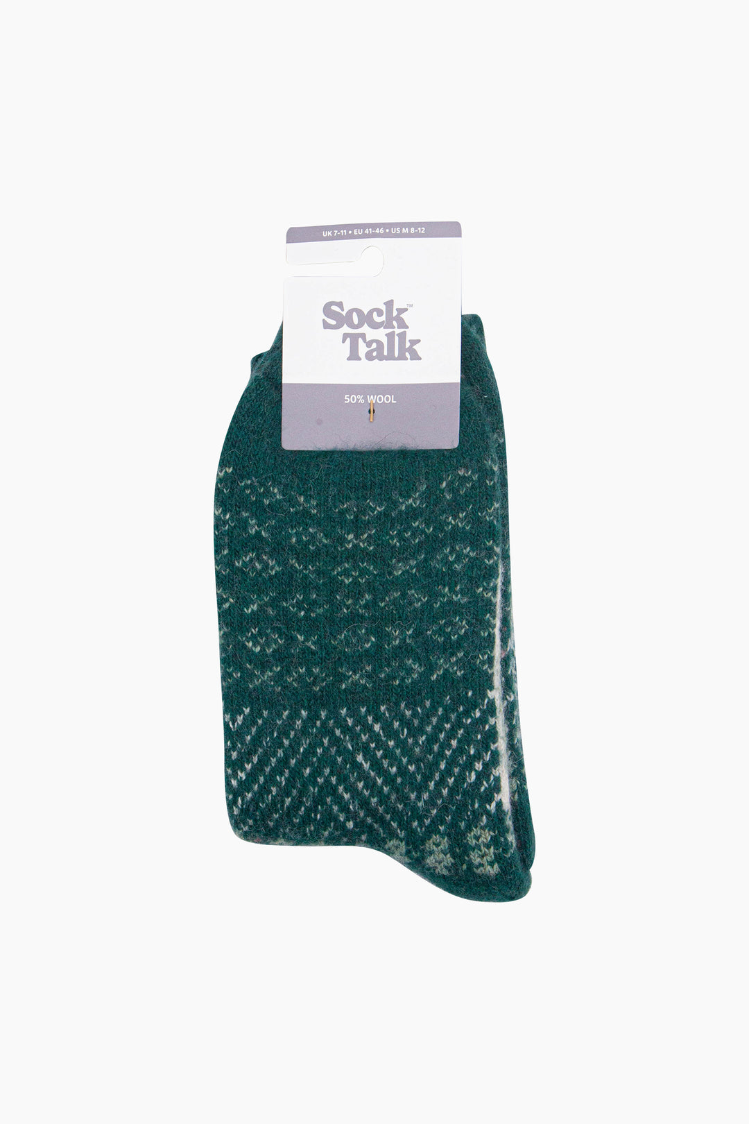 Block-Patterned-Wool-Socks-in-Green-In-Packaging