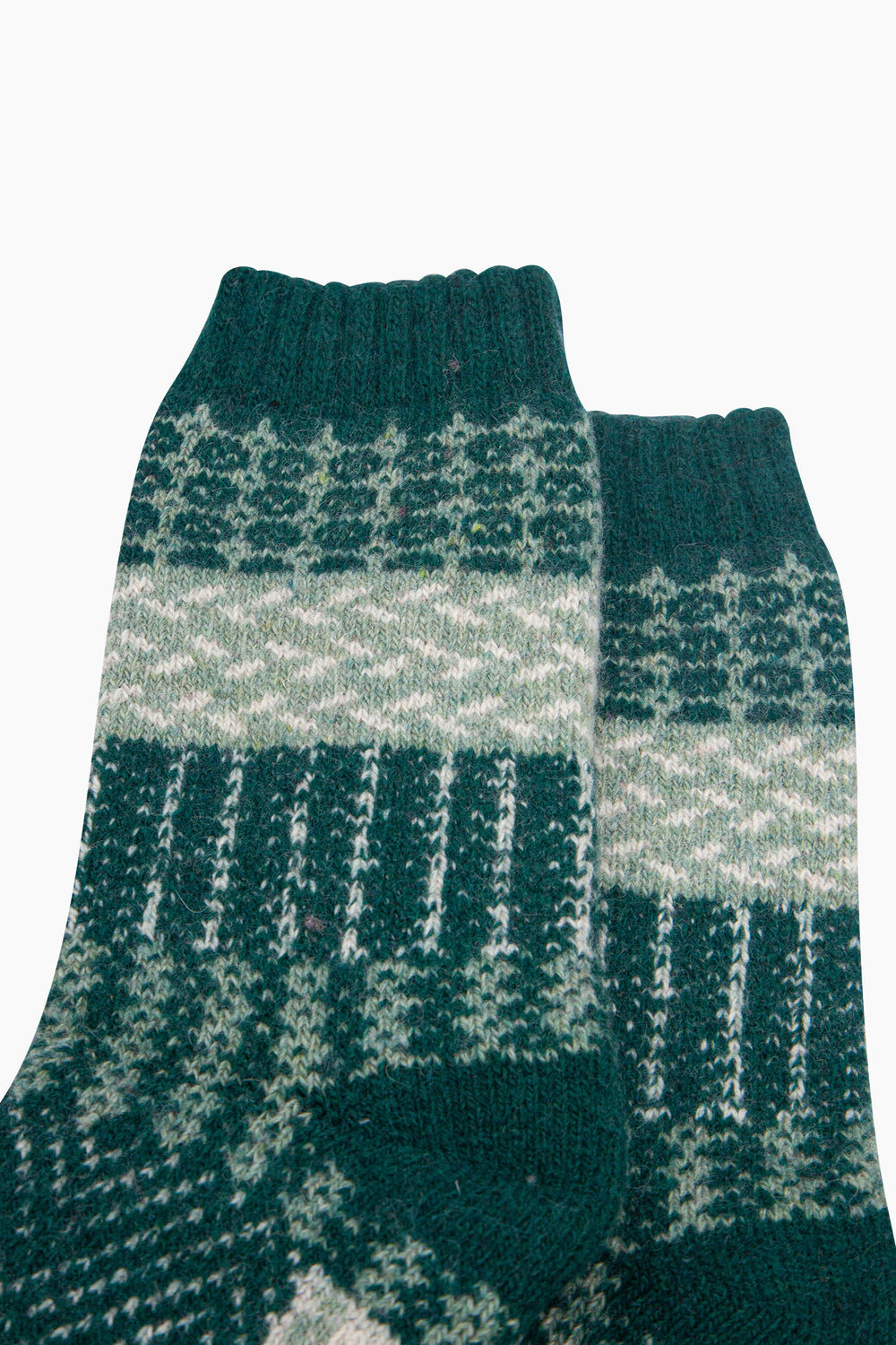 Block-Patterned-Wool-Socks-in-Green-Close-Up