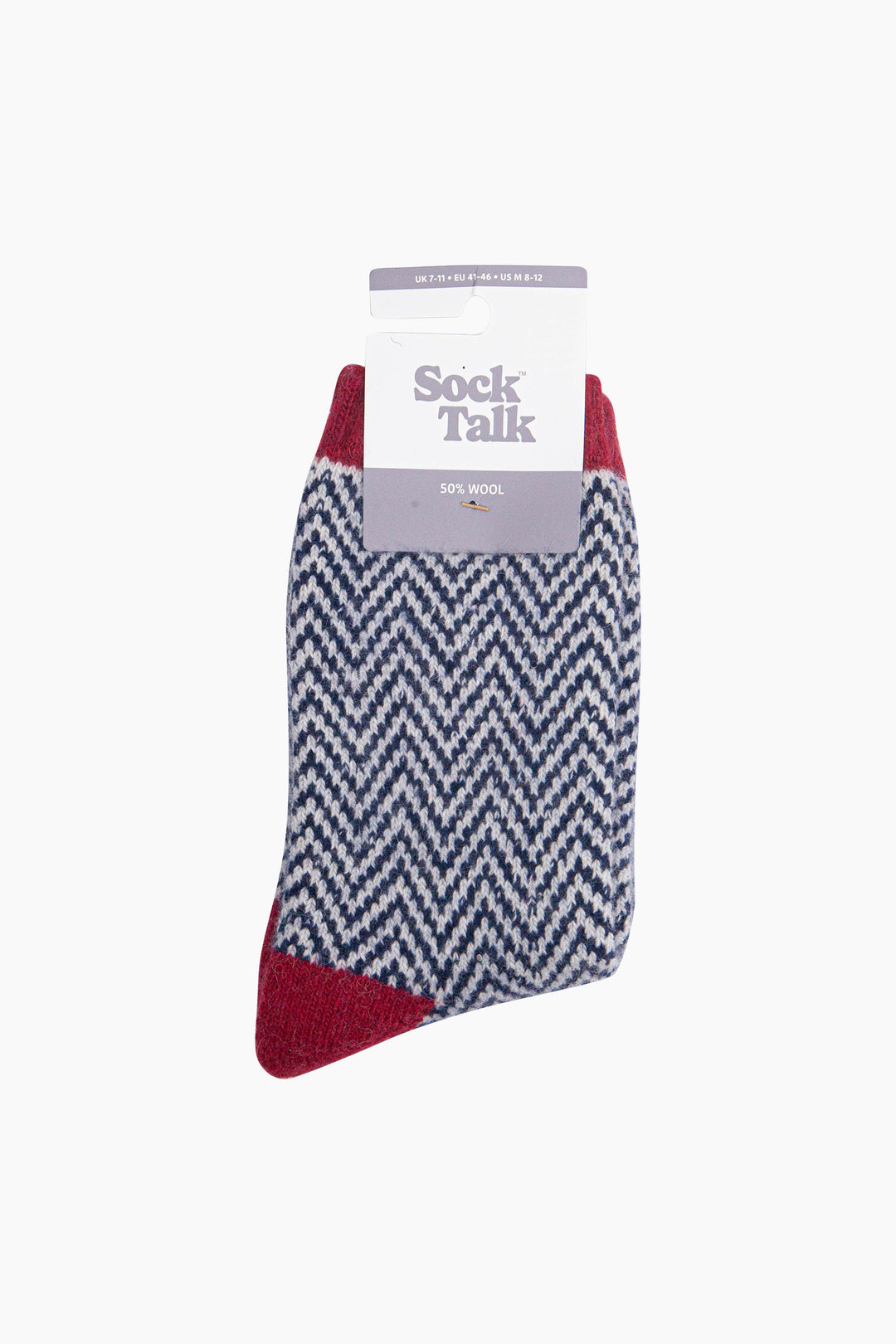 Stag-Patterned-Wool-Socks-in-Navy-Blue/Red-In-Packaging