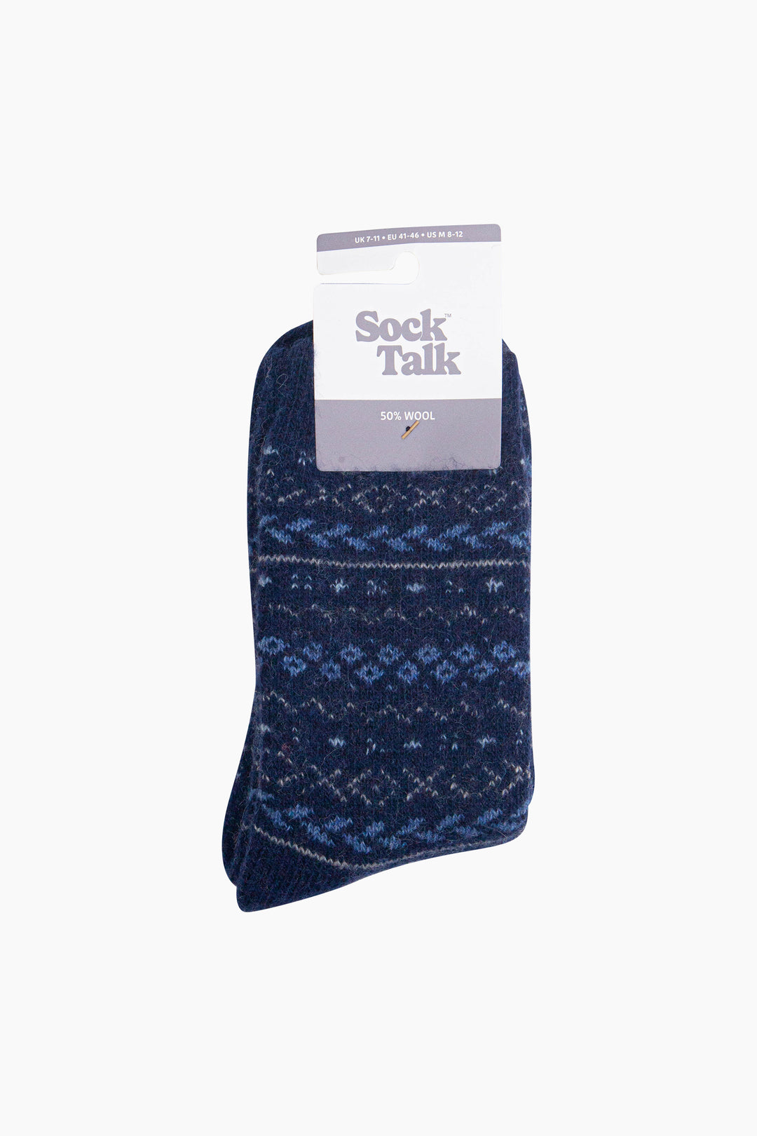 Fair-Isle-Patterned-Wool-Socks-in-Navy-Blue/Blue-In-Packaging