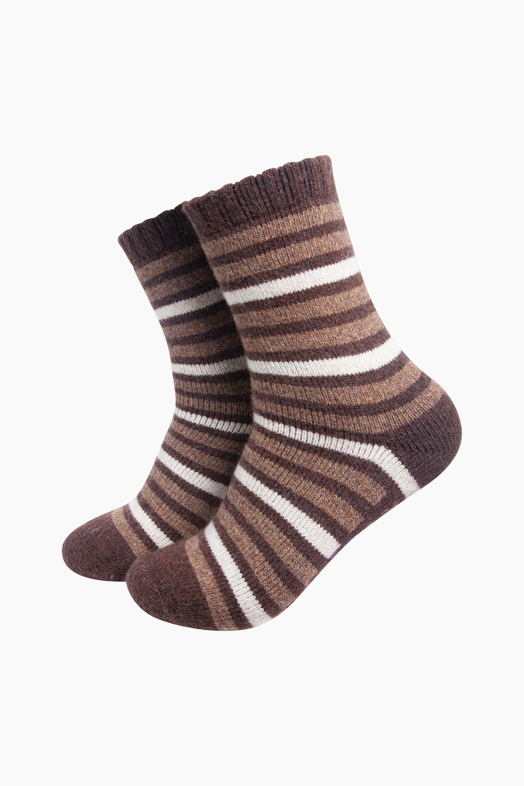 Stripe-Patterned-Wool-Socks-in-Brown-On-Mannequin