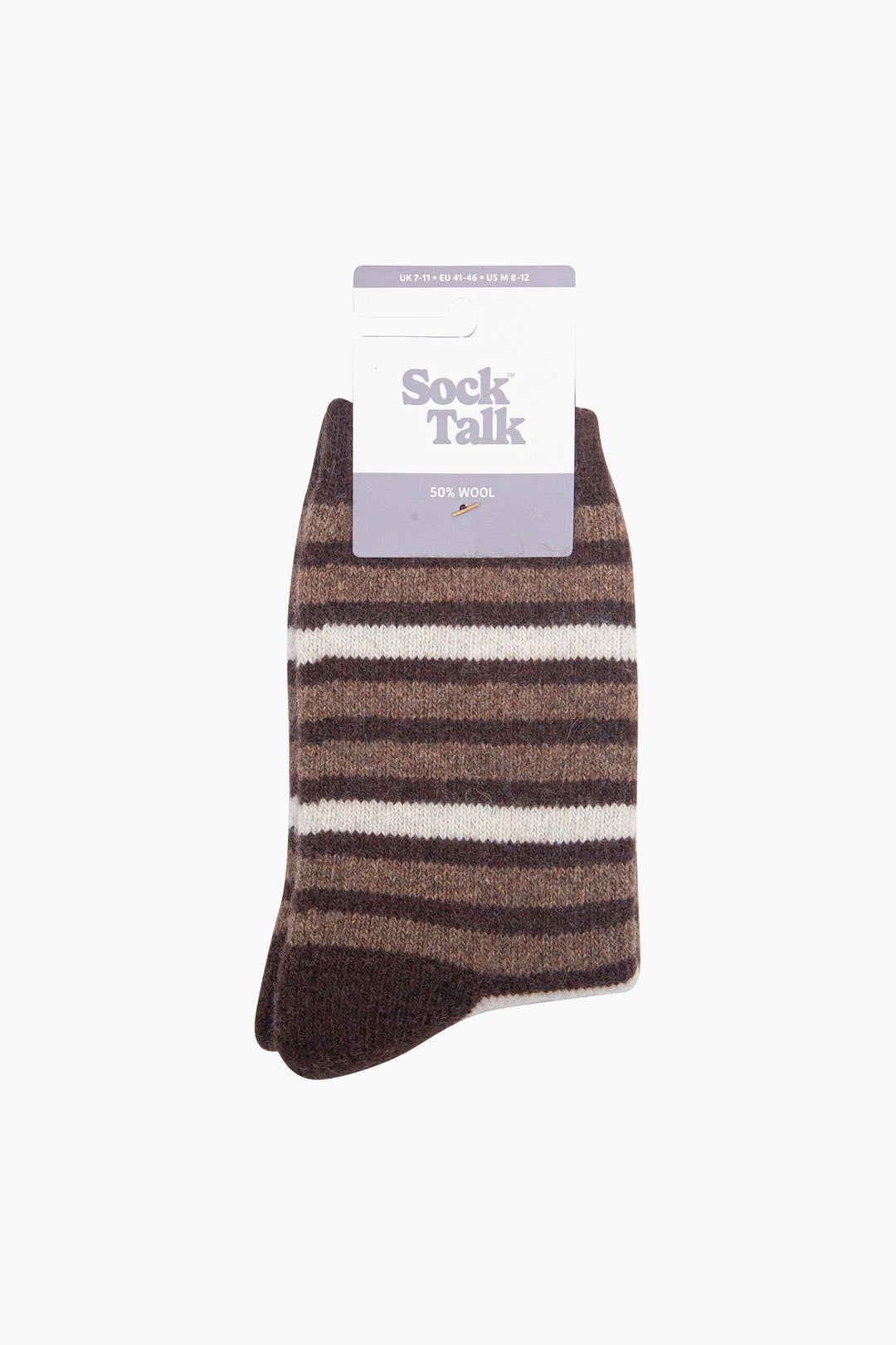 Stripe-Patterned-Wool-Socks-in-Brown-In-Packaging