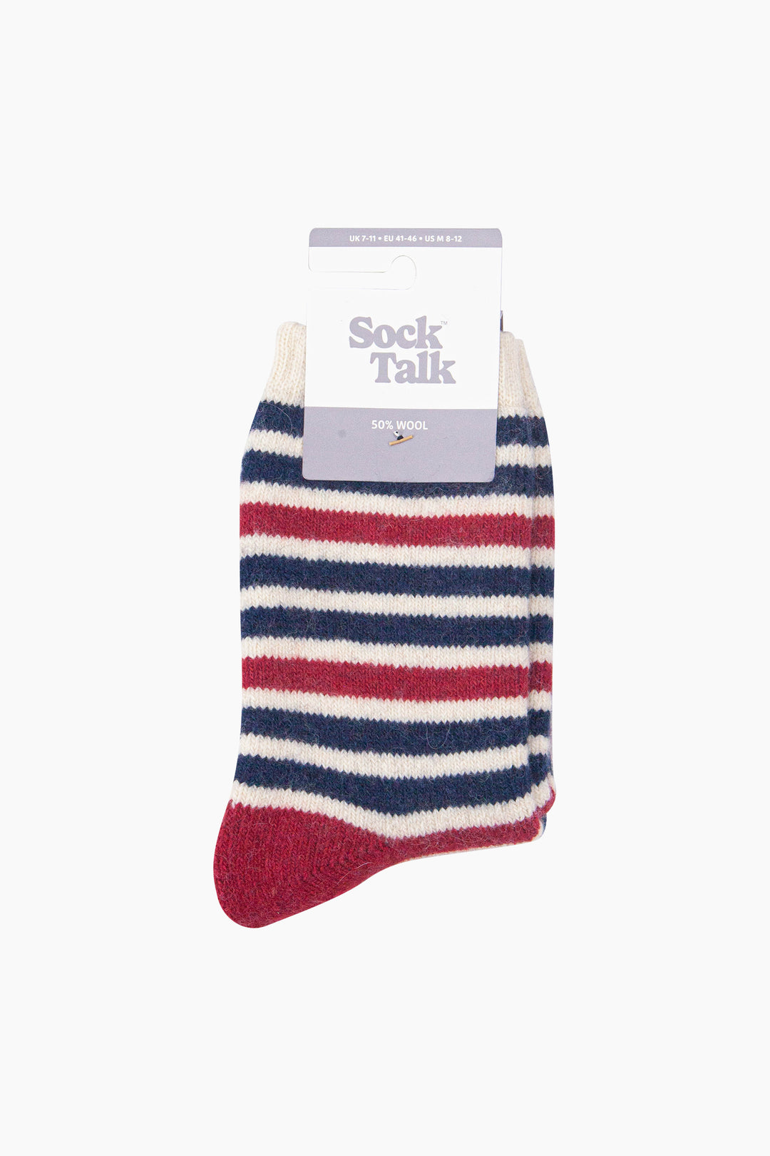 Stripe-Patterned-Wool-Socks-in-Navy-Blue/Red-In-Packaging