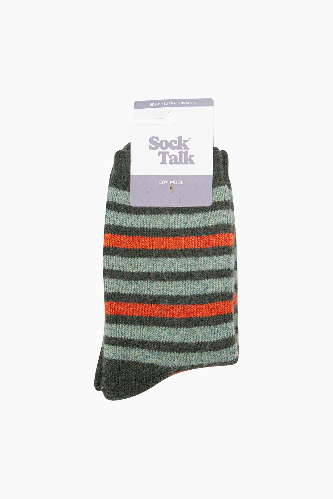 Stripe-Patterned-Wool-Socks-in-Green/Orange-In-Packaging