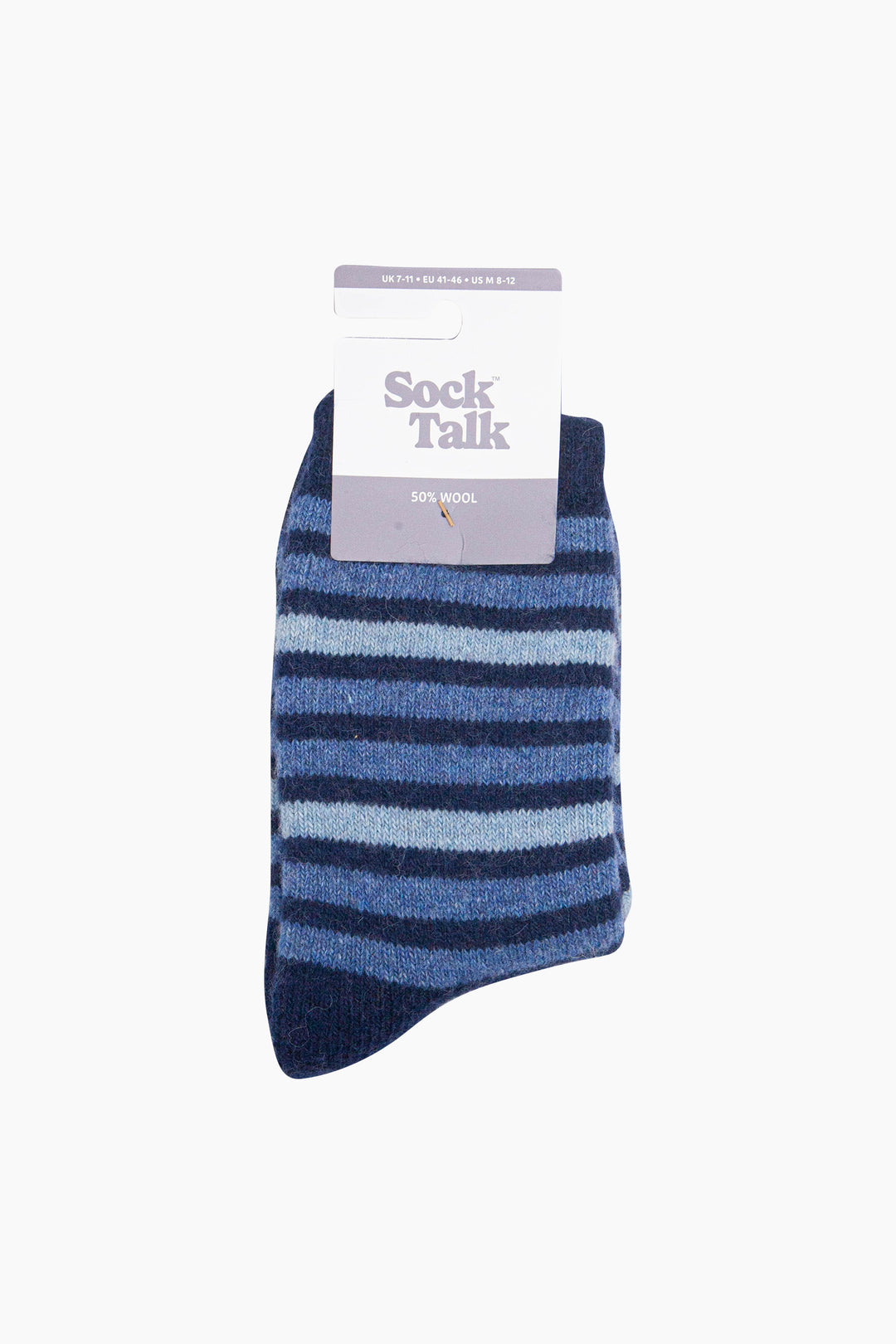 Stripe-Patterned-Wool-Socks-in-Navy-Blue/Denim-In-Packaging