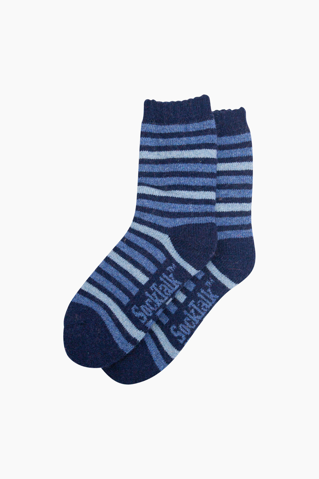 Stripe-Patterned-Wool-Socks-in-Navy-Blue/Denim-Laid-Flat
