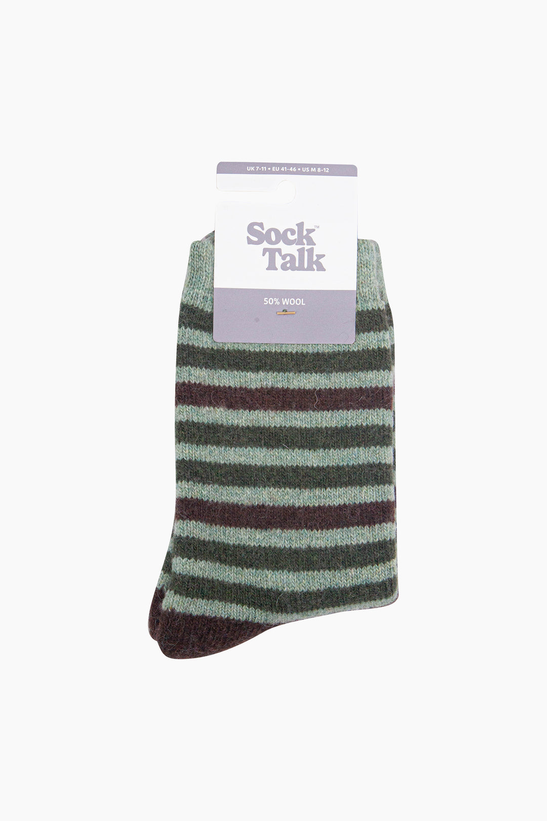 Stripe-Patterned-Wool-Socks-in-Green/Brown-In-Packaging