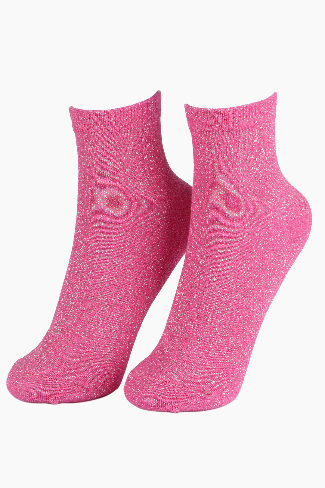 Cotton Blend All Over Glitter Anklet Socks in Pink