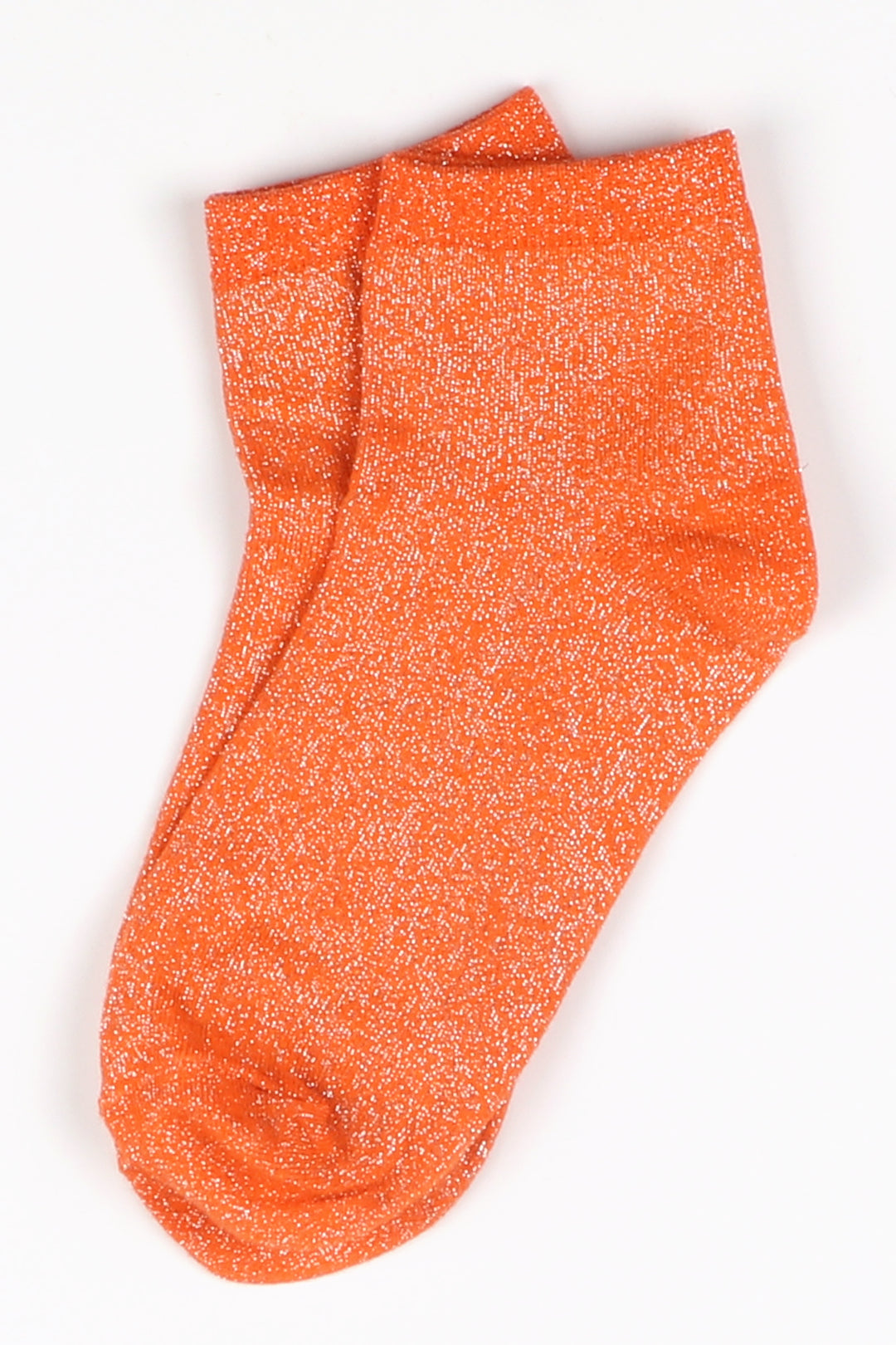 Cotton Blend All Over Glitter Anklet Socks in Orange