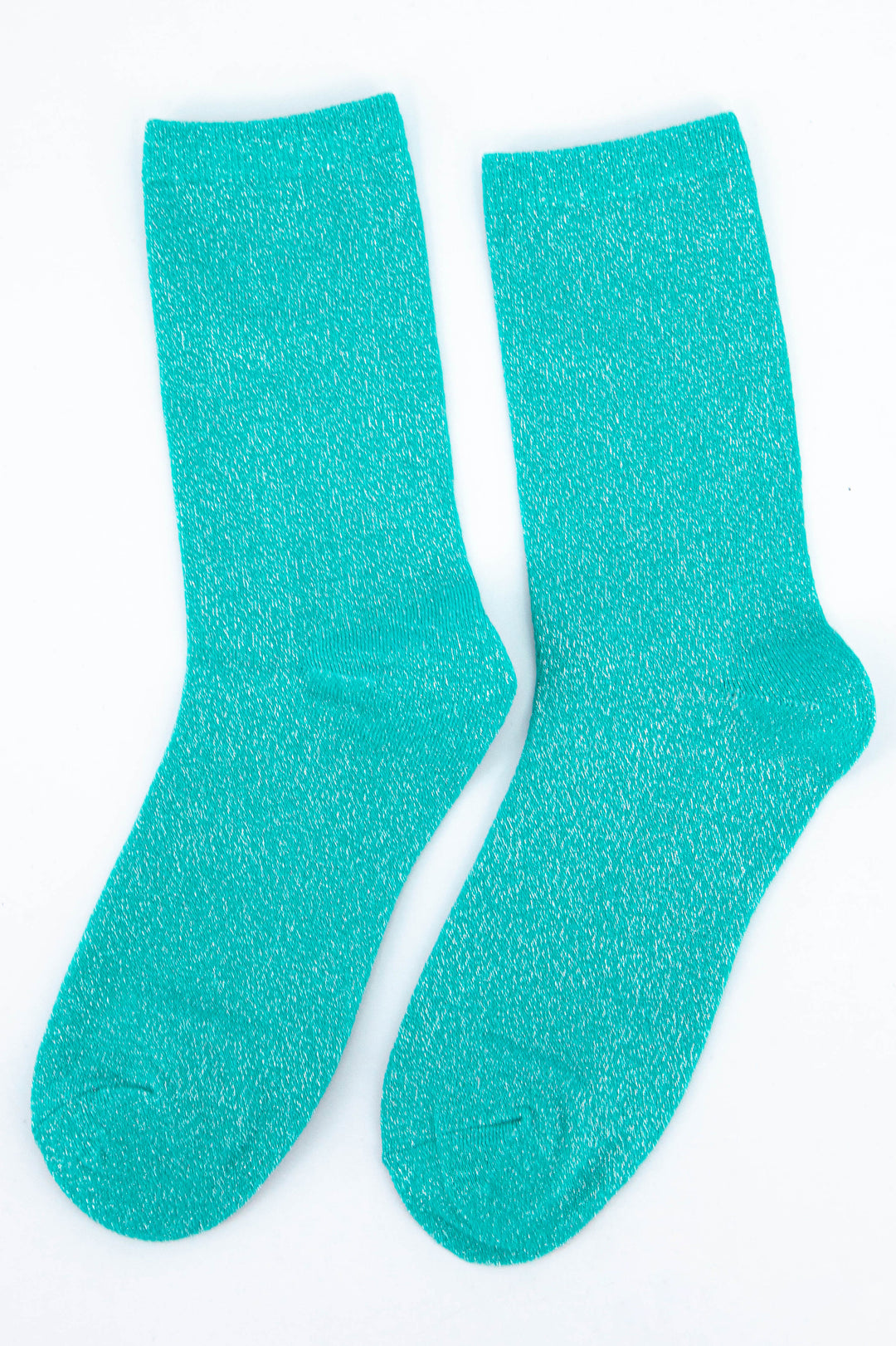 turquoise glitter sparkle socks with an all over shimmer