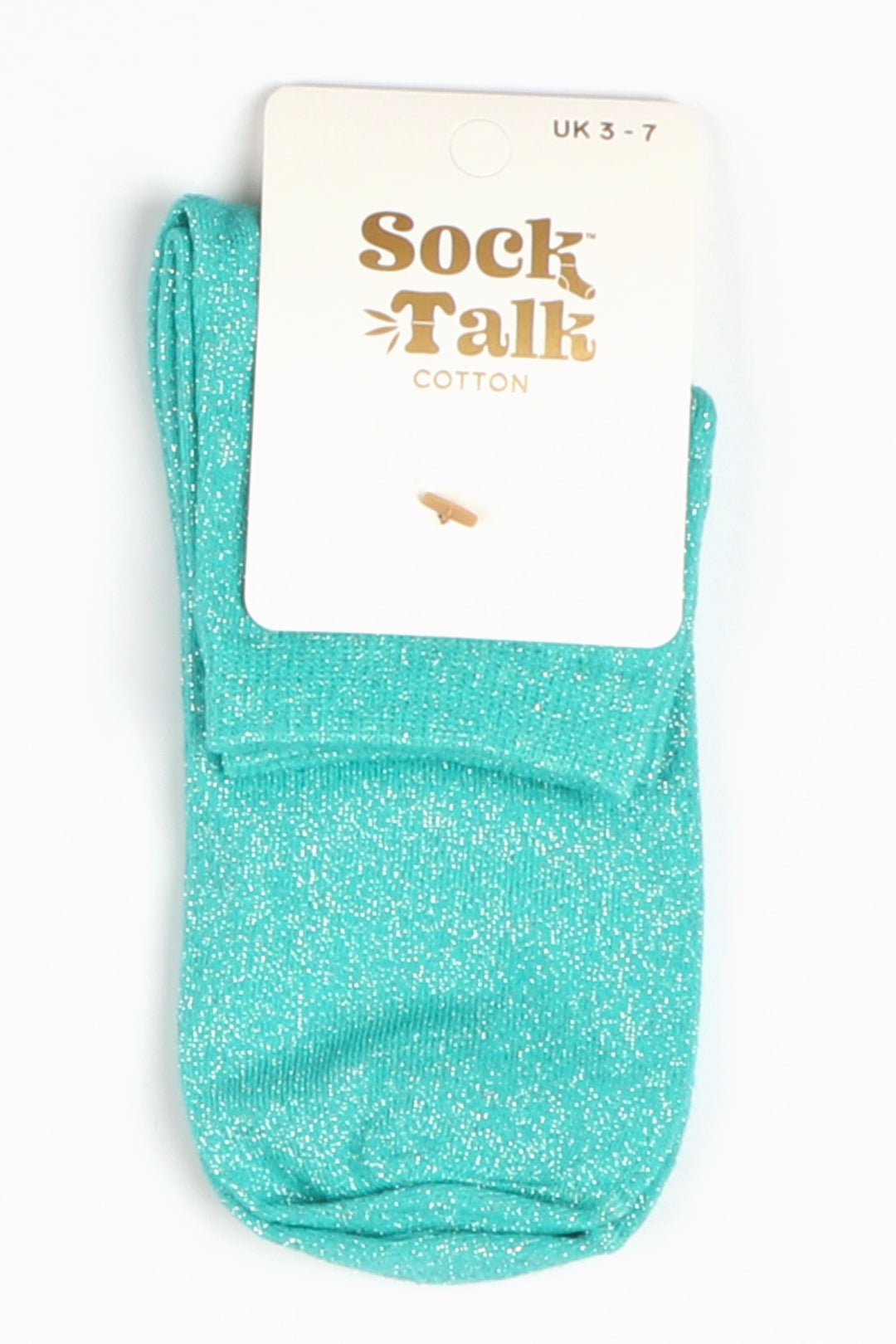 Cotton Blend All Over Glitter Anklet Socks in Turquoise
