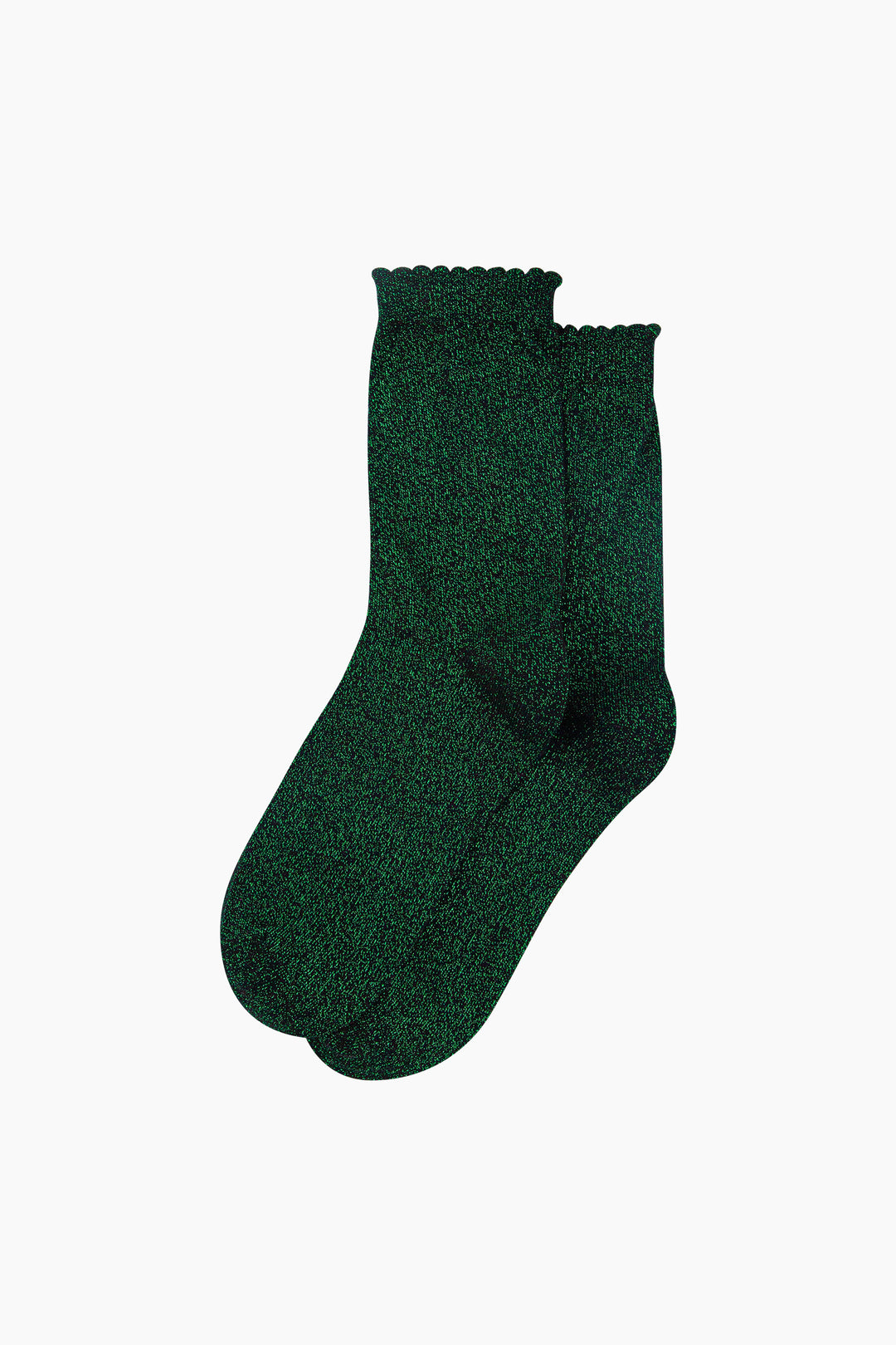 Plain-Combed-Cotton-Glitter-Socks-in-Black-Green-Laid-Flat